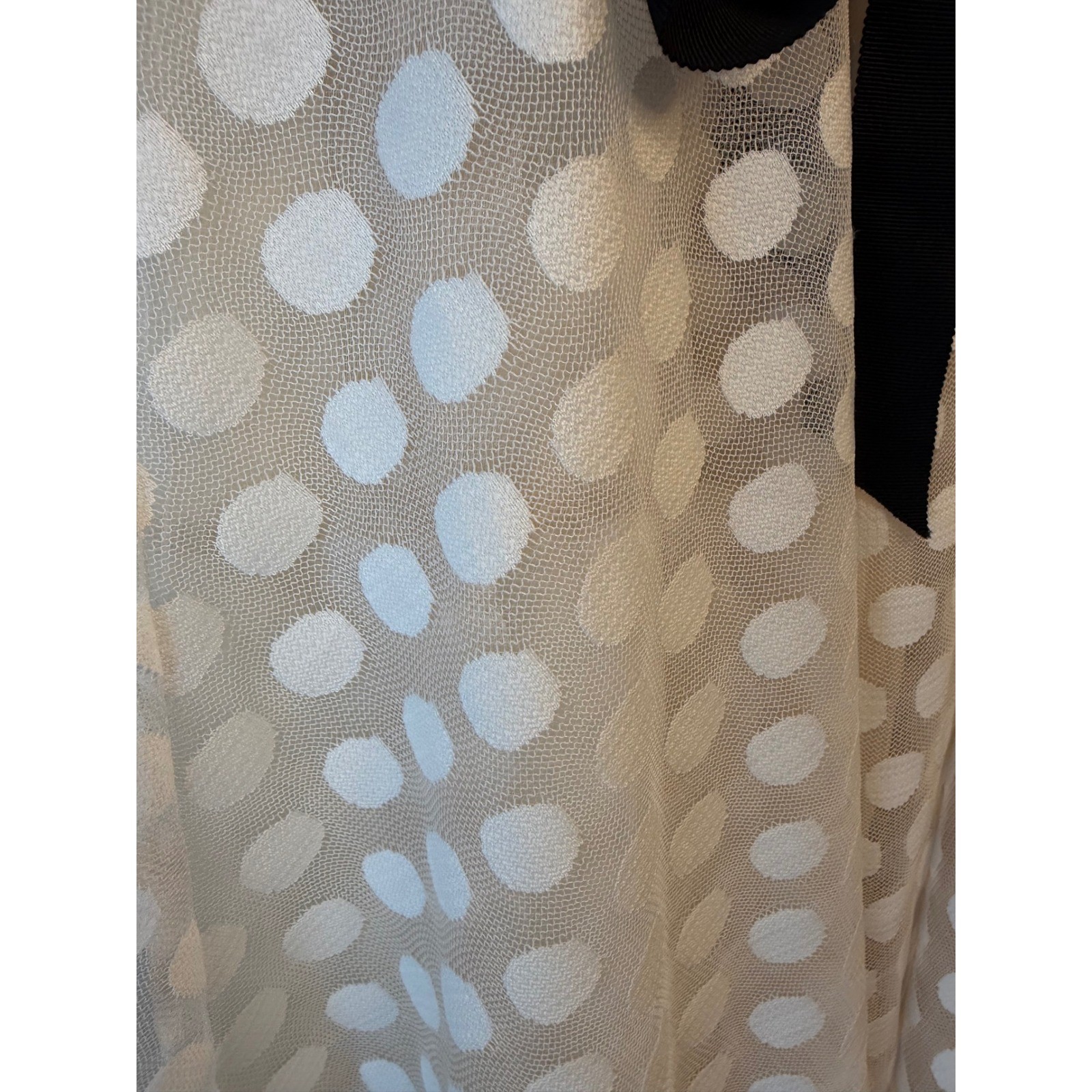 Corey Black White Polka Dot Fit Flare Dress Size 6 Sweetheart Neck Ribbon Tie
