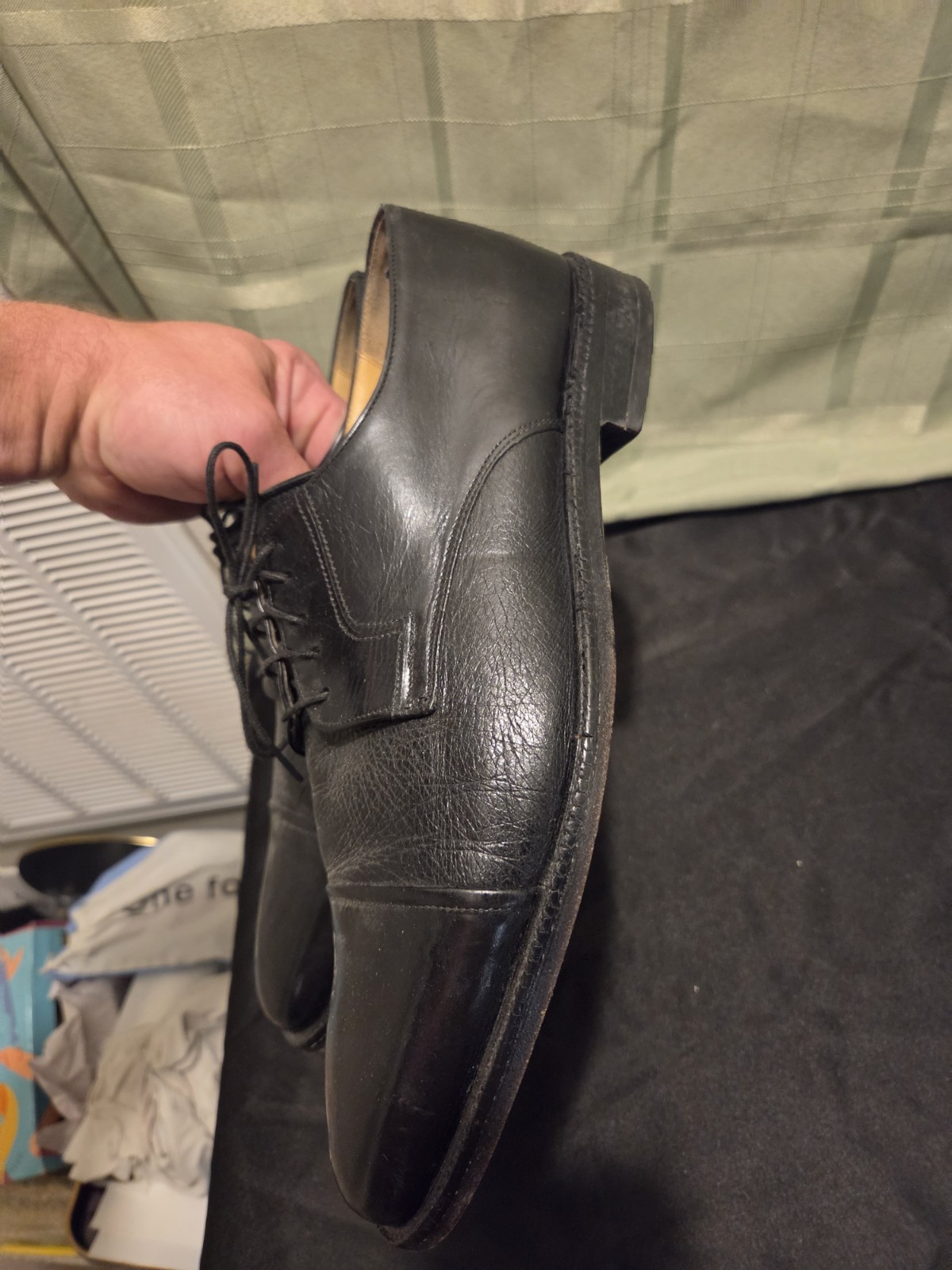 Johnston & Murphy Men’s Black Leather Cap Toe Lace-Up Oxford Dress US 11 M