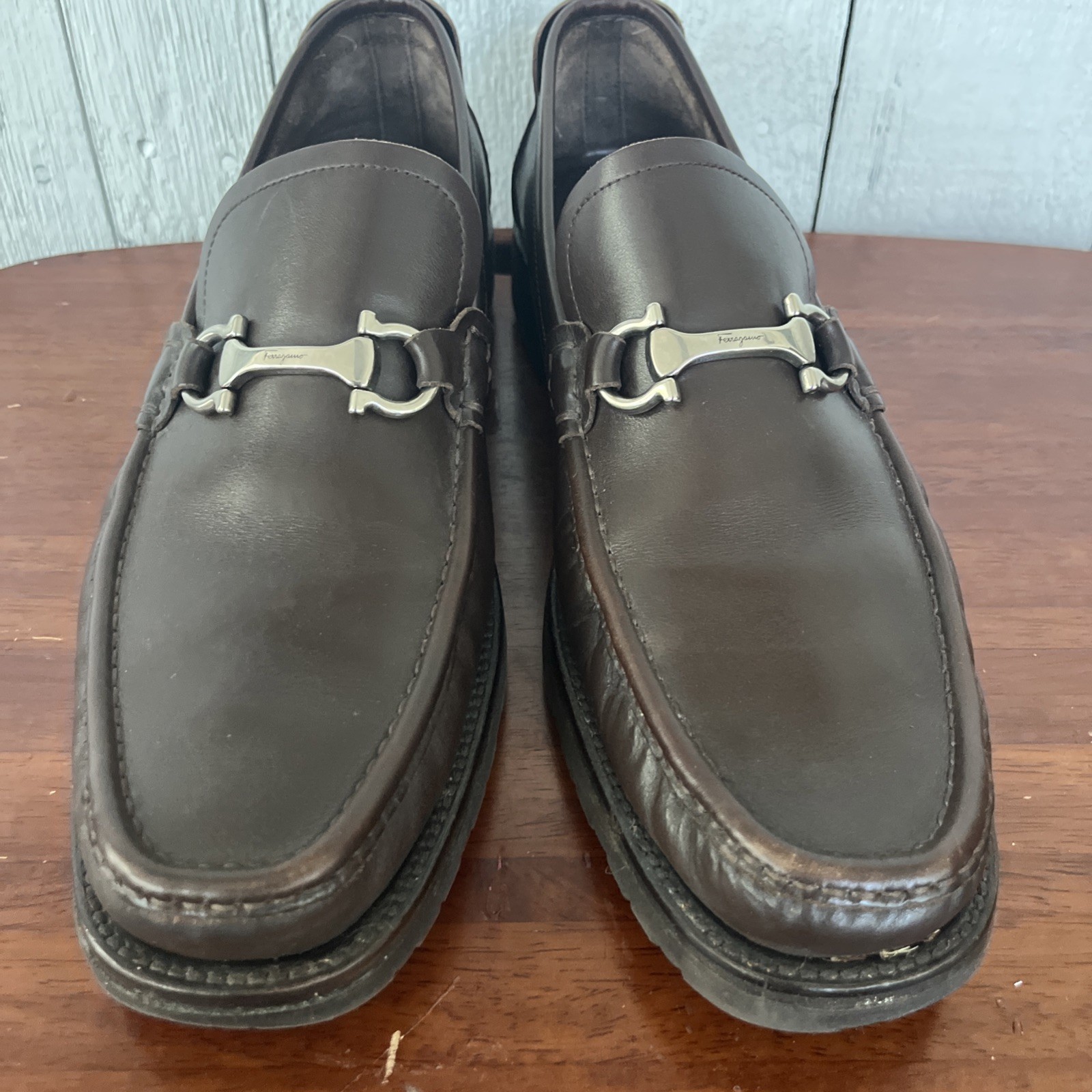 Salvatore Ferragamo Men’s Brown Loafers 12 D (Heel repaired- See Picture )