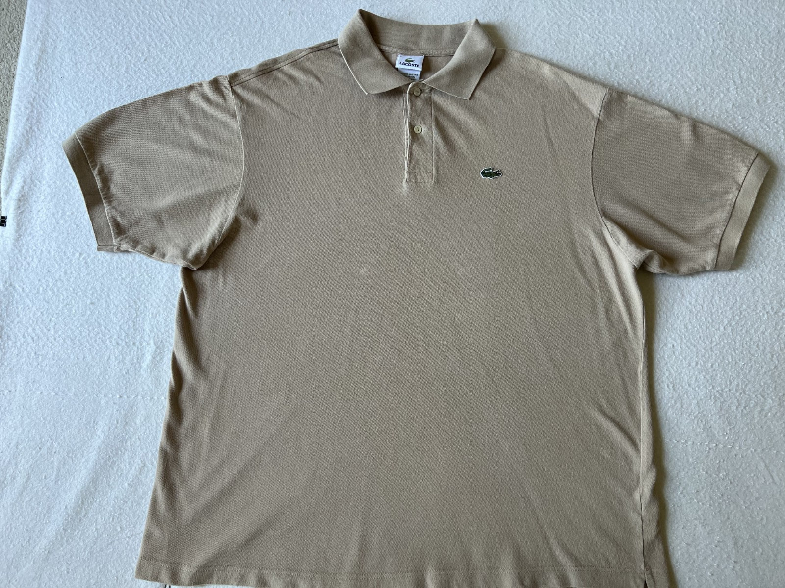 Lacoste beige Short Sleeve Crocodile logo Polo mens Size 10