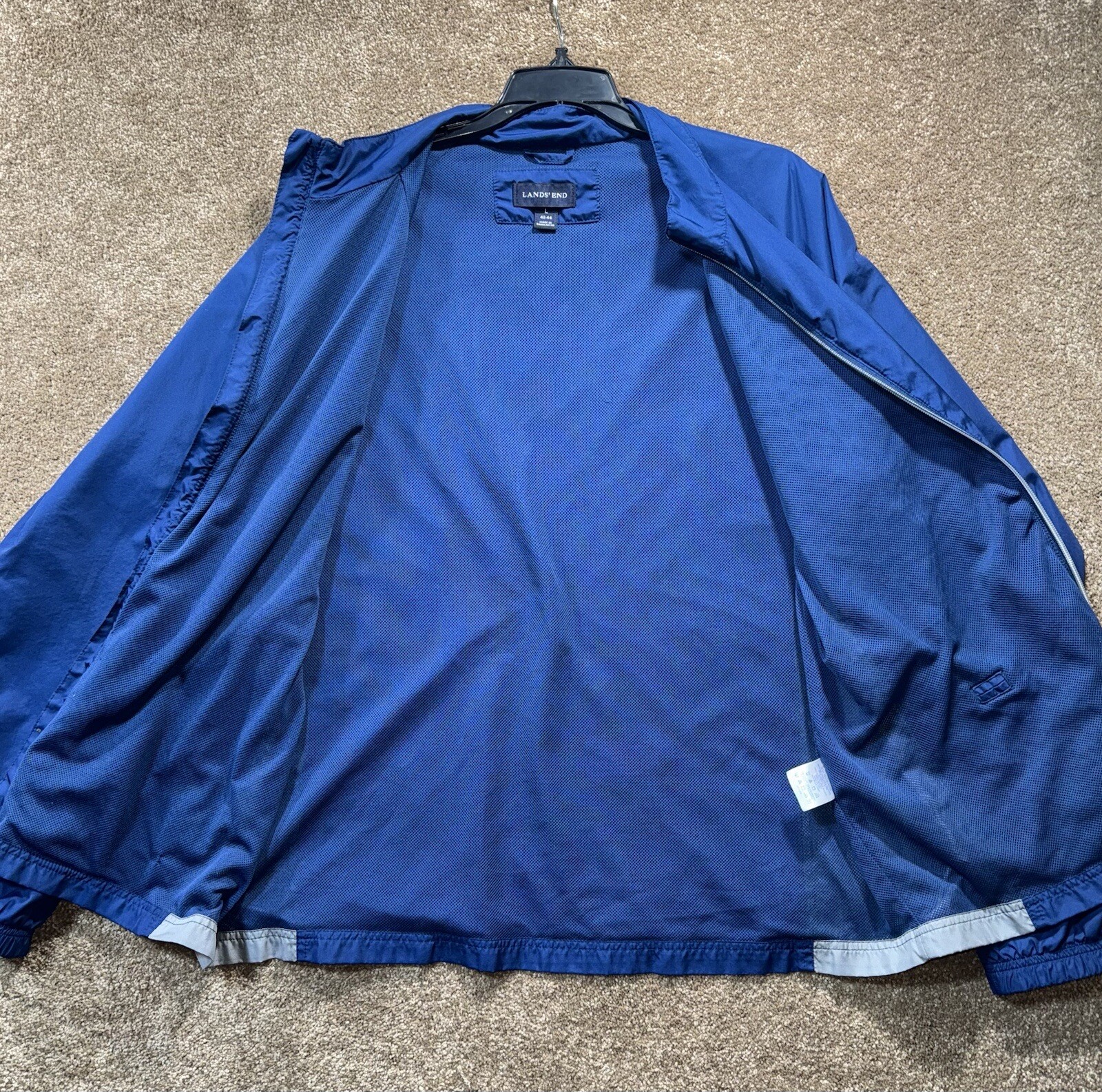 Lands End Men’s Rain Jacket Windbreaker Large 42-44 – Blue Gray