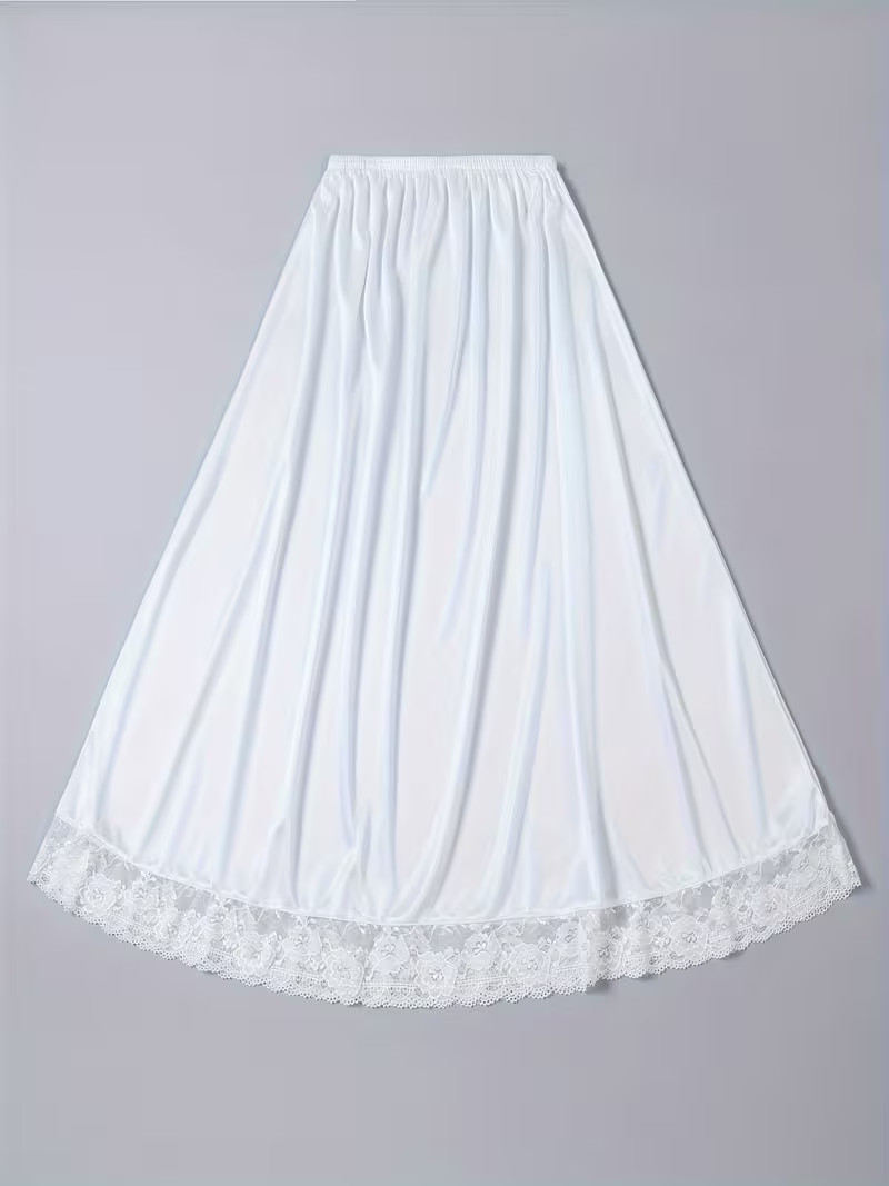 New Feminine Lace Hem Silky White Half Slip Plus XL NEW