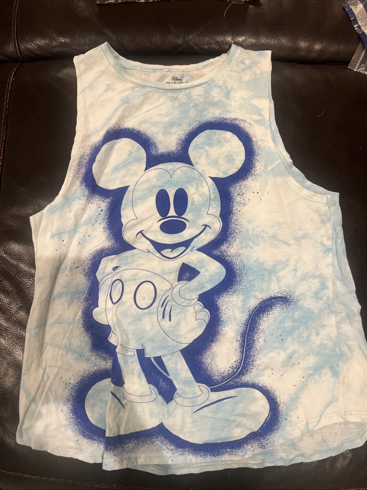Disney Mickey Mouse Women’s Cotton Tie Dye Sleeveless Crew Neck Tank Top Size L