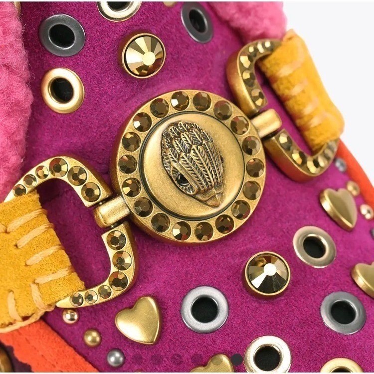 Kurt Geiger London Mansion Cosy Multi Suede Studded Platform Ankle Boots 7.5