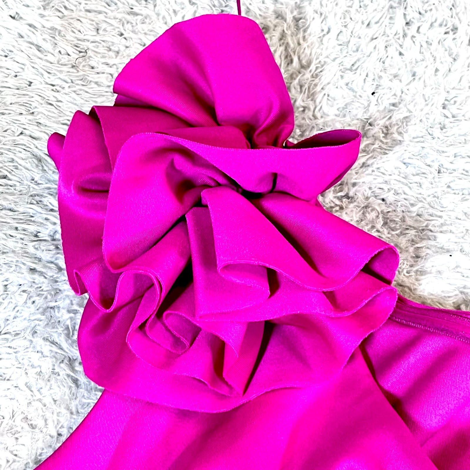 SLNY Womens Solid Fuchsia Pink One Shoulder Maxi Dress Size 14W