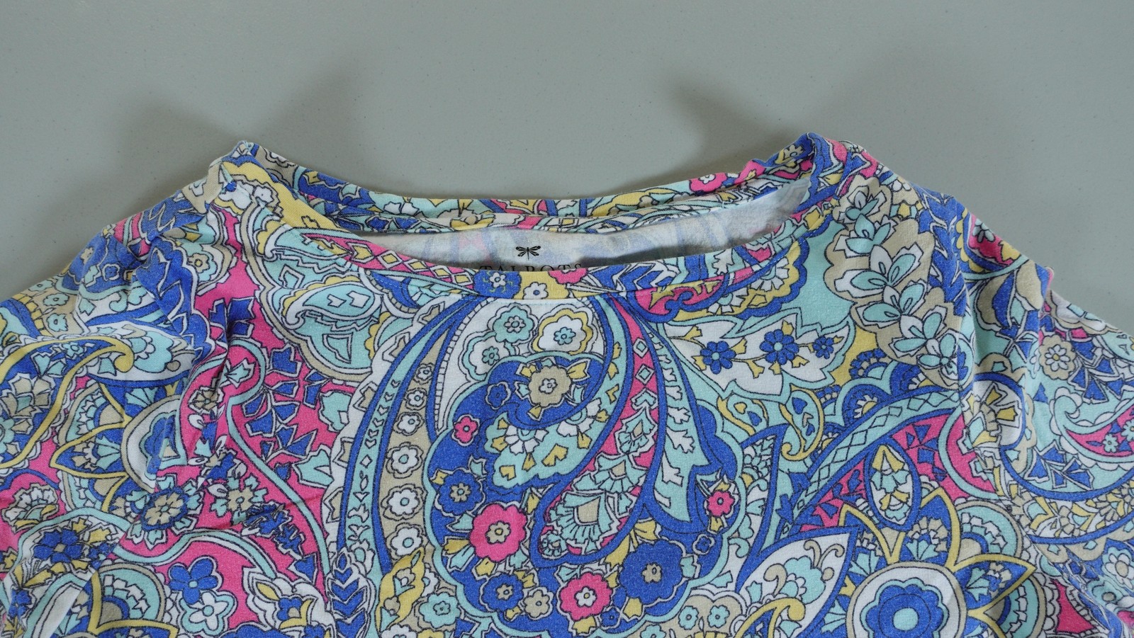 Talbots Shirt Womens SP Multicolor Paisley 3/4 Sleeve Crew Neck Jersey Top
