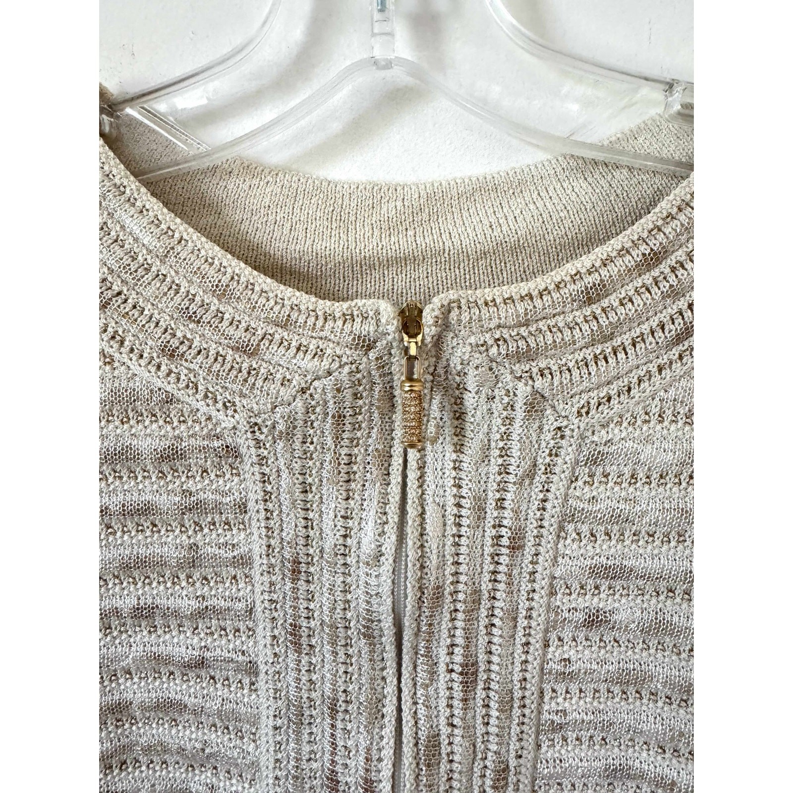 St. John Designer Gold Knit Jacket Gold Size 4