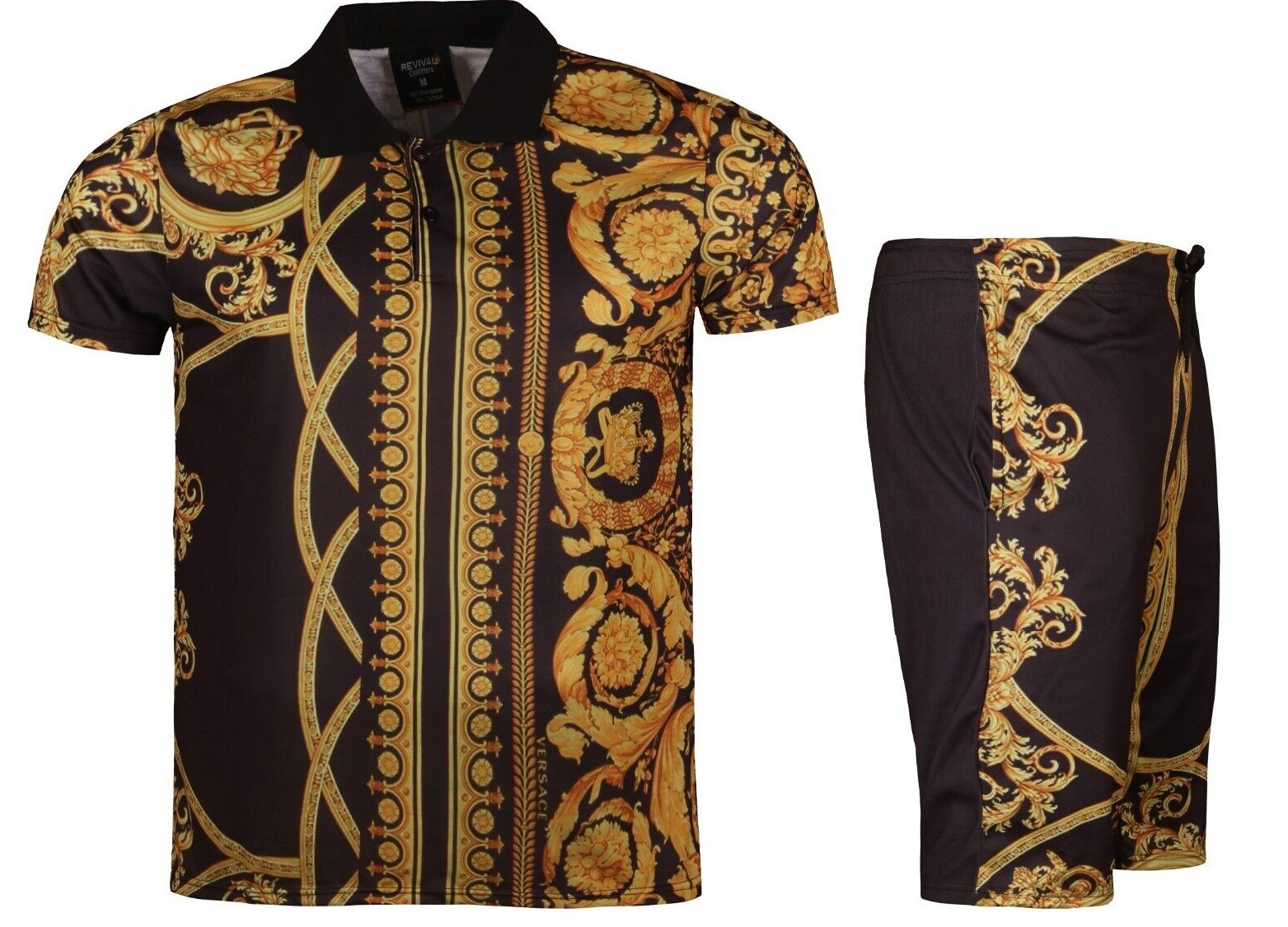 MEN TRUE BAROCCO 2PCS BUTTONED FASHIONED SHORT SETS SMALL UPTO 3XL
