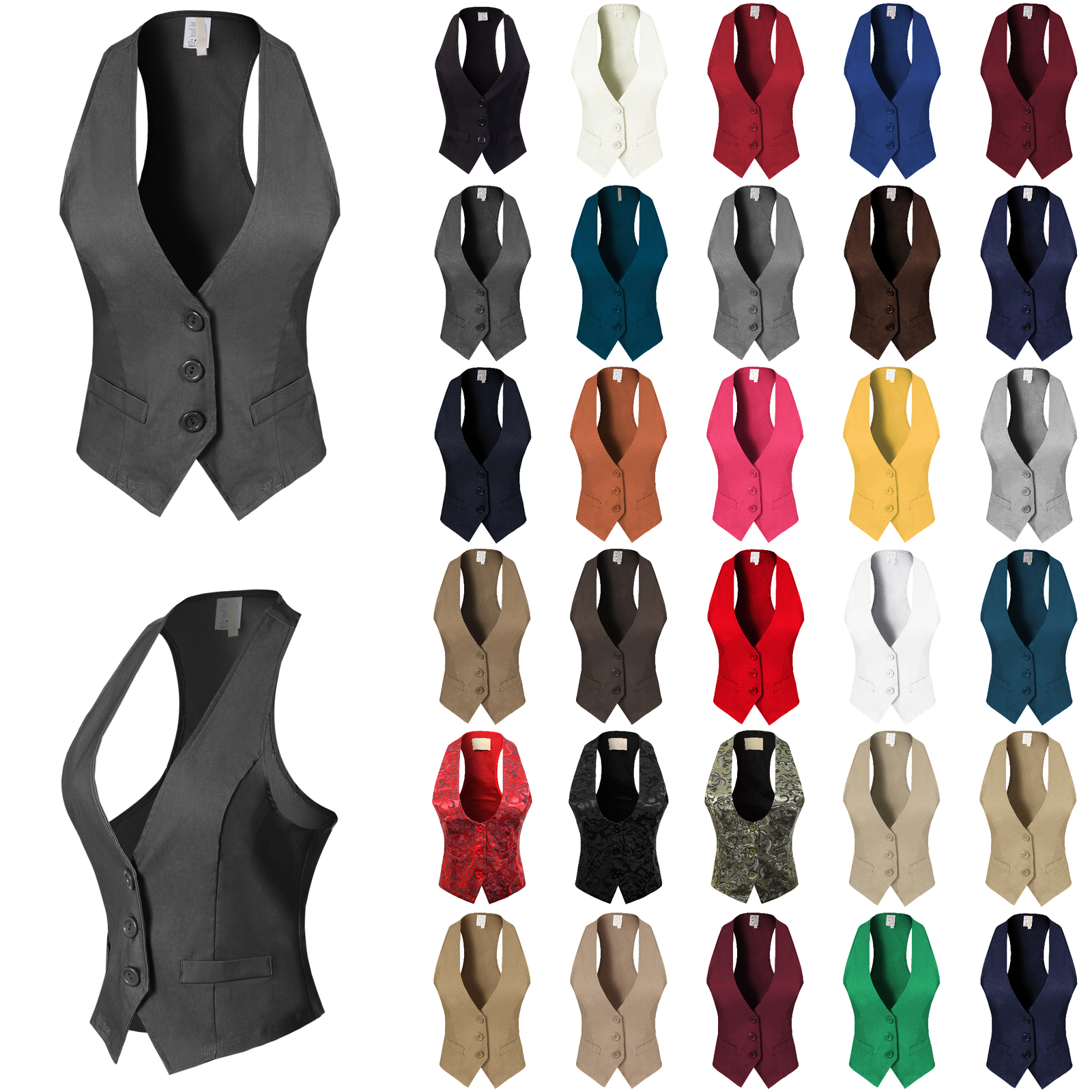 MixMatchy Dressy Casual Versatile Racerback Vest Tuxedo Suit Waistcoat