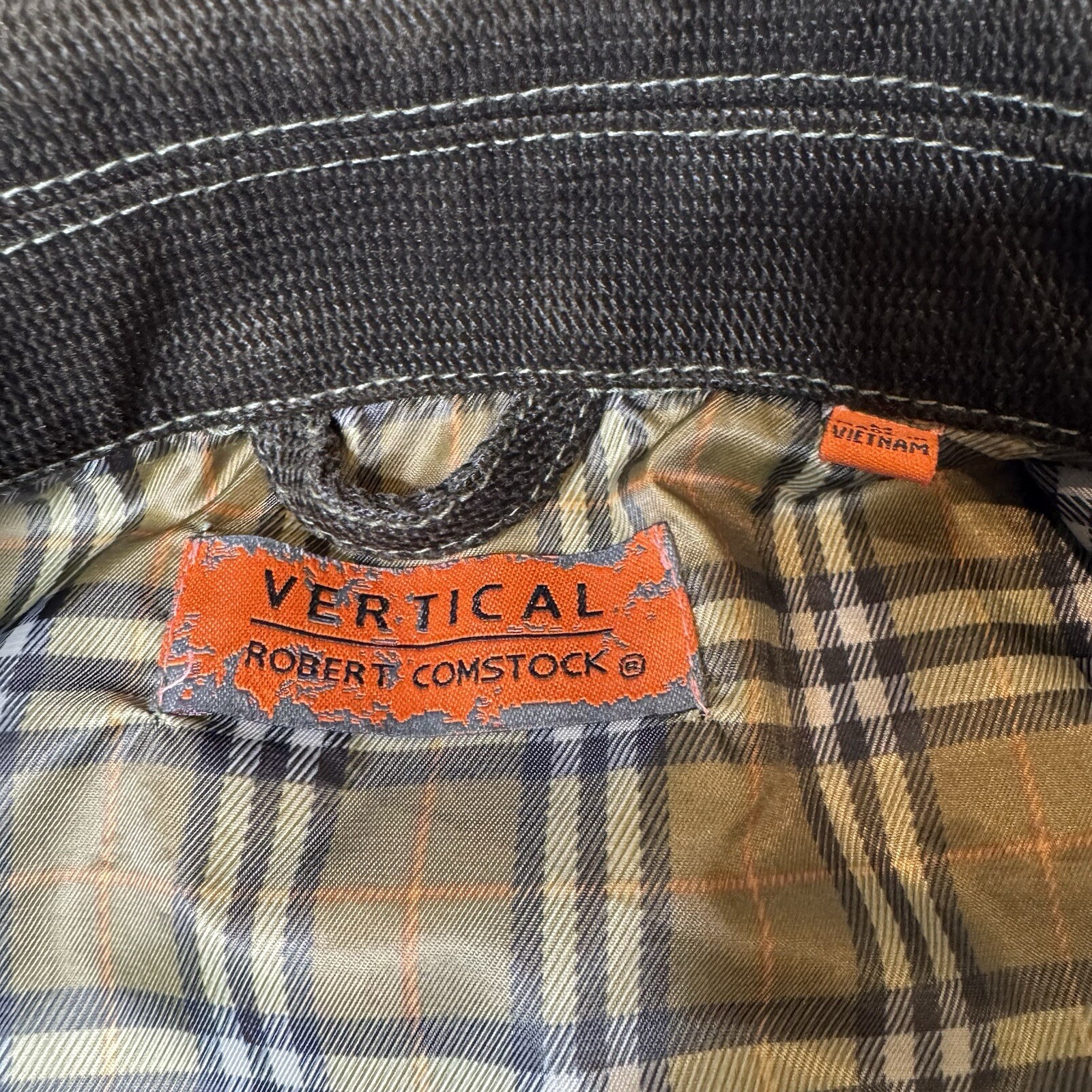 Robert Comstock Vertical Mens Button Up Barn Jacket Brown Sz M Plaid Lining EUC