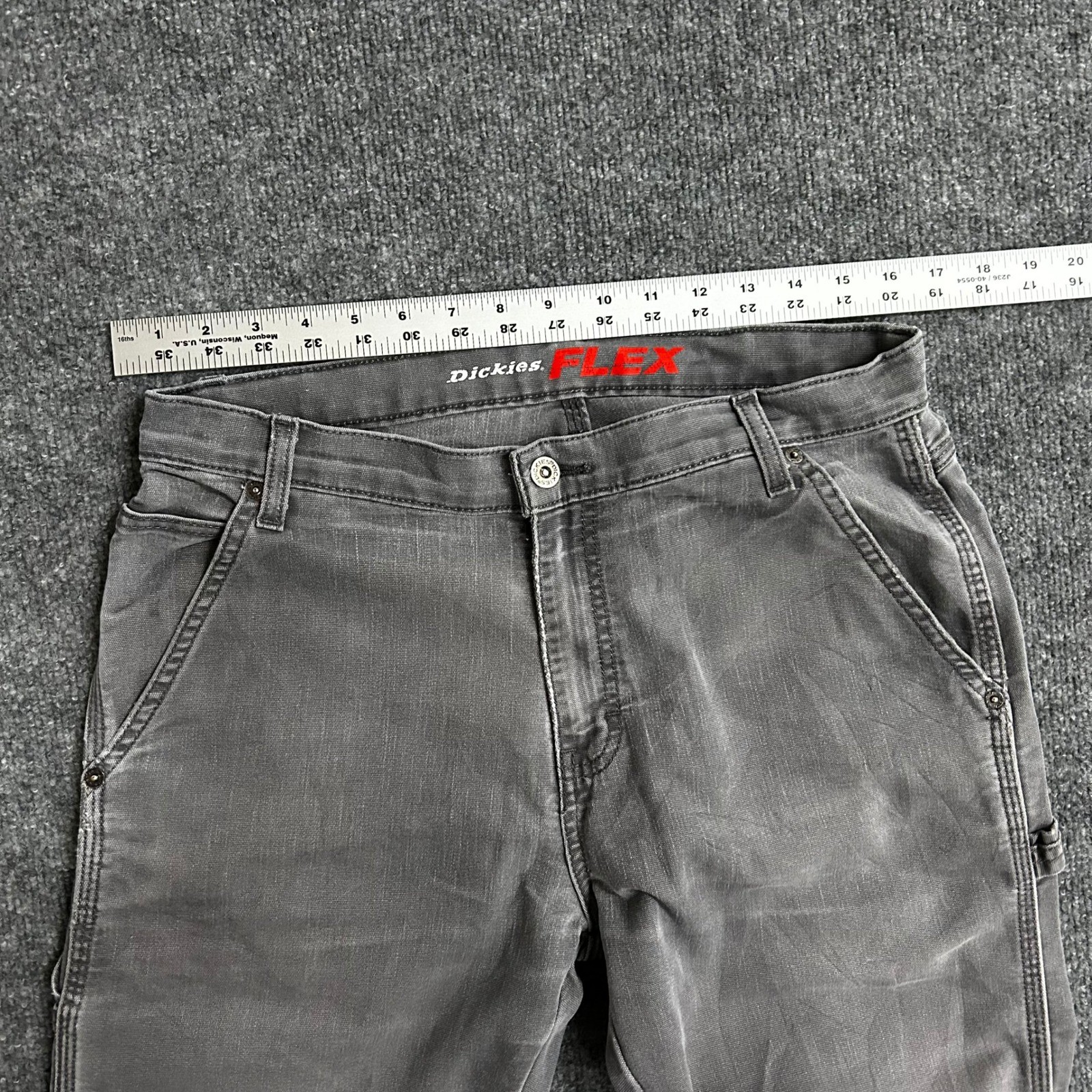 Dickies Carpenter Pants Mens Size 32×34 Gray Flex Regular Fit Utility Workwear