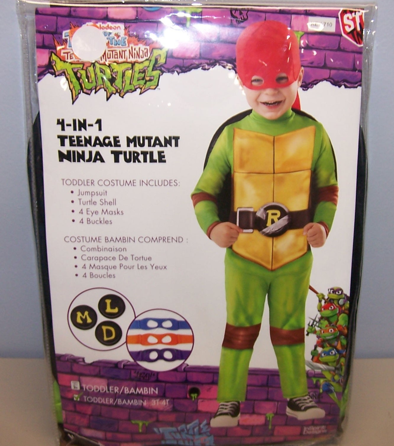 Toddler Teenage Mutant Ninja Turtles TMNT 4-in-1 Costume Set Size 3T/4T NWT