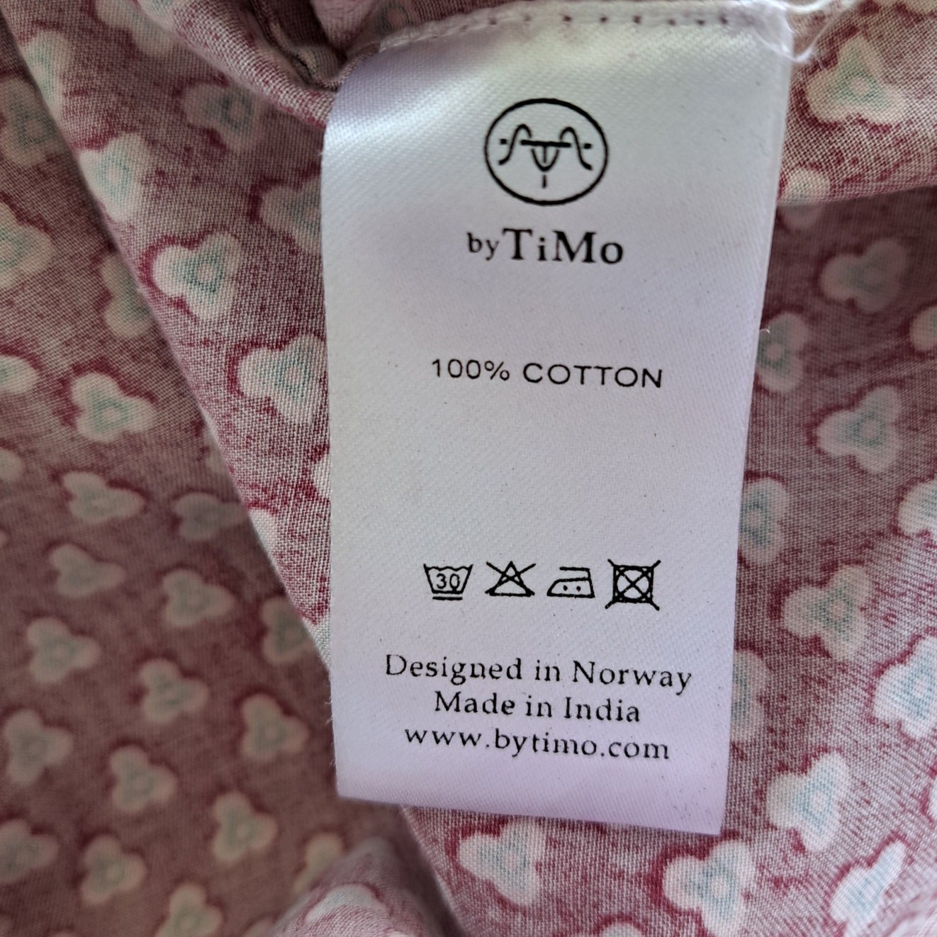 by TiMo Structured Cotton Shirt in Cranberry Floral Dots Medium Puff Sleeve