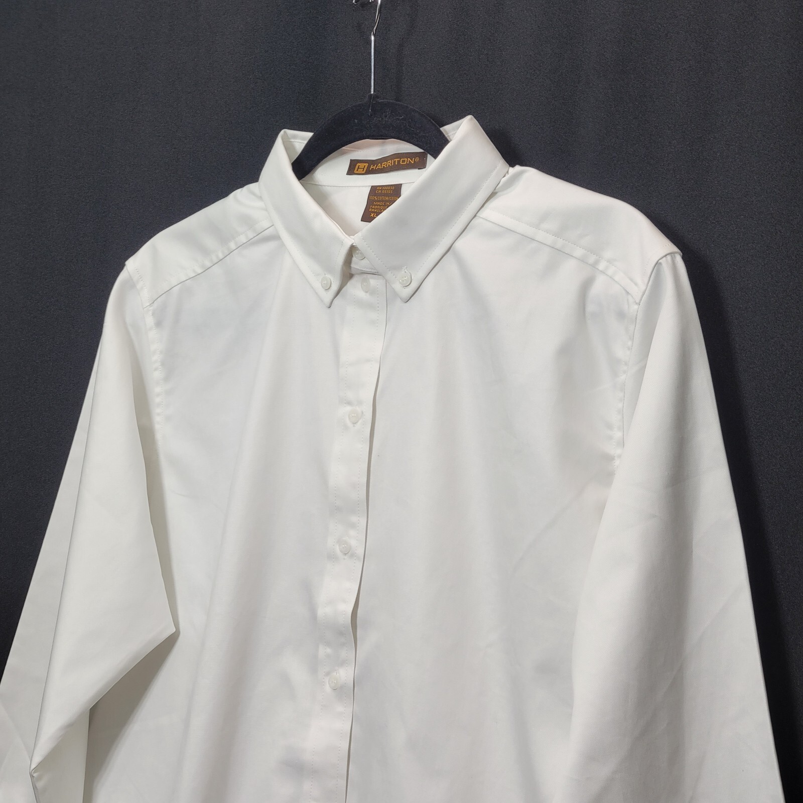 Harriton Button Down Long Sleeve Ladies Darted Oxford Shirt White Size XL