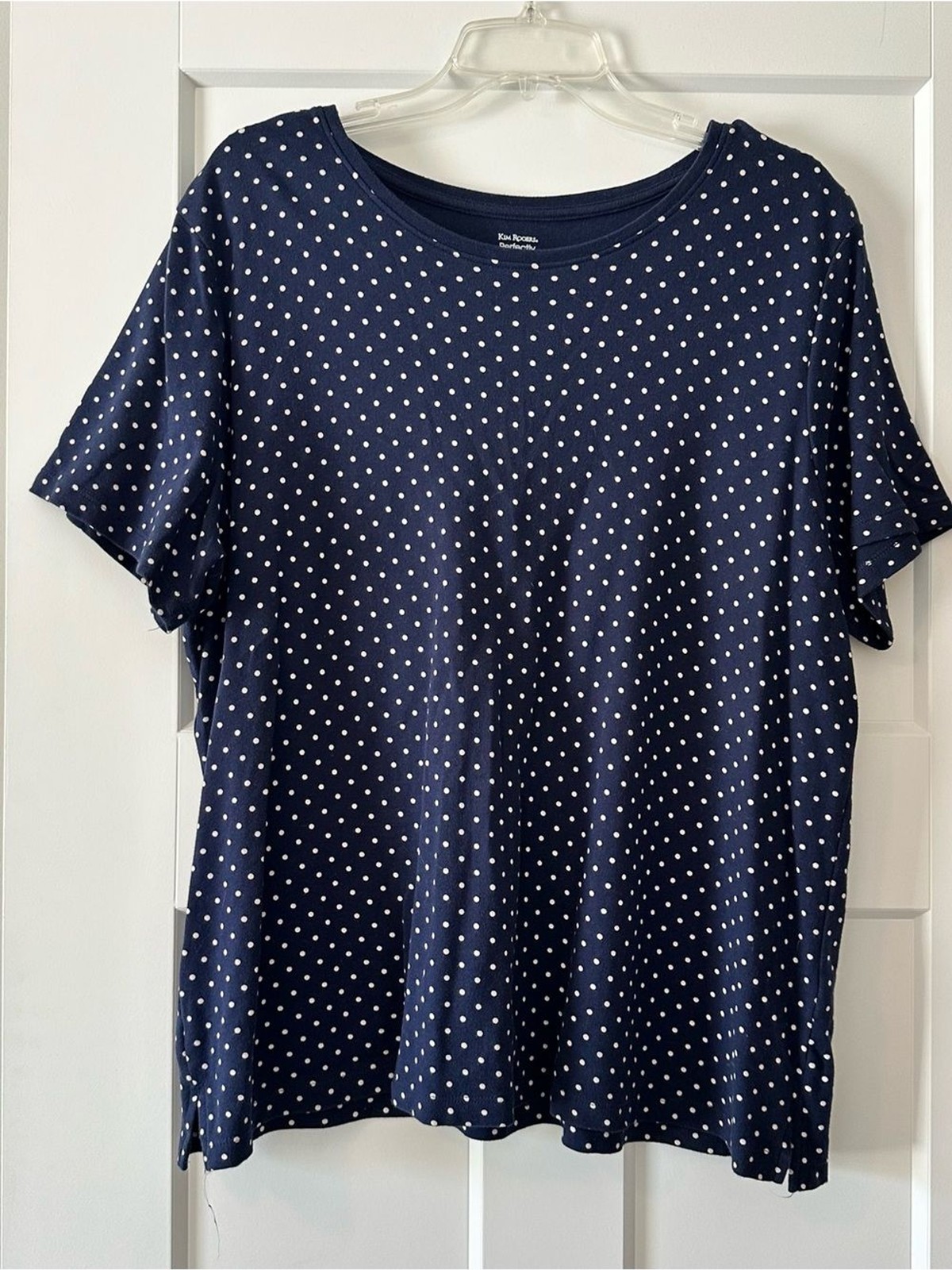 Kim Rogers Navy Blue Polka Dot Short Sleeve Tee