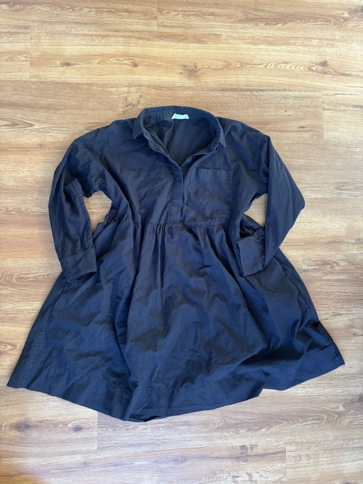 Everlane Black Cotton Poplin Babydoll Mini Dress Womens Small Oversized