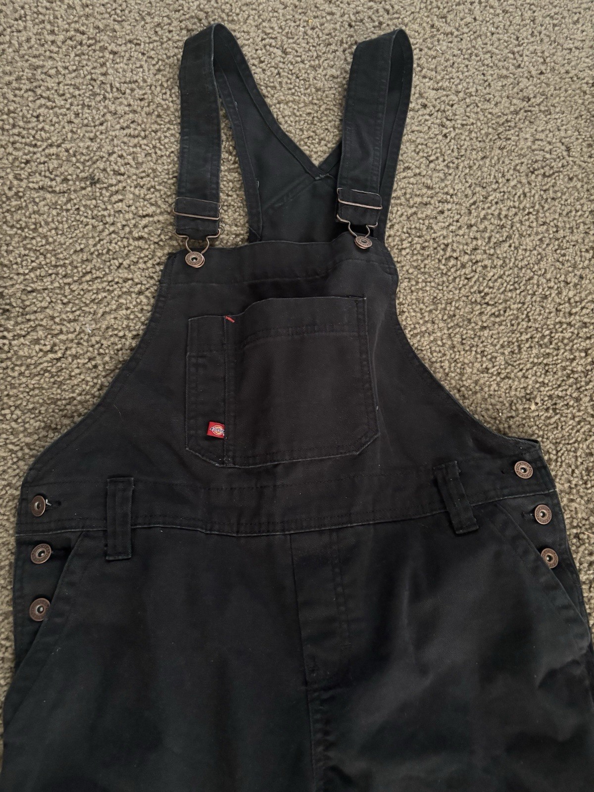Dickies Relaxed Fit Straight Leg Carpenter Bib Overalls Black Size Medium