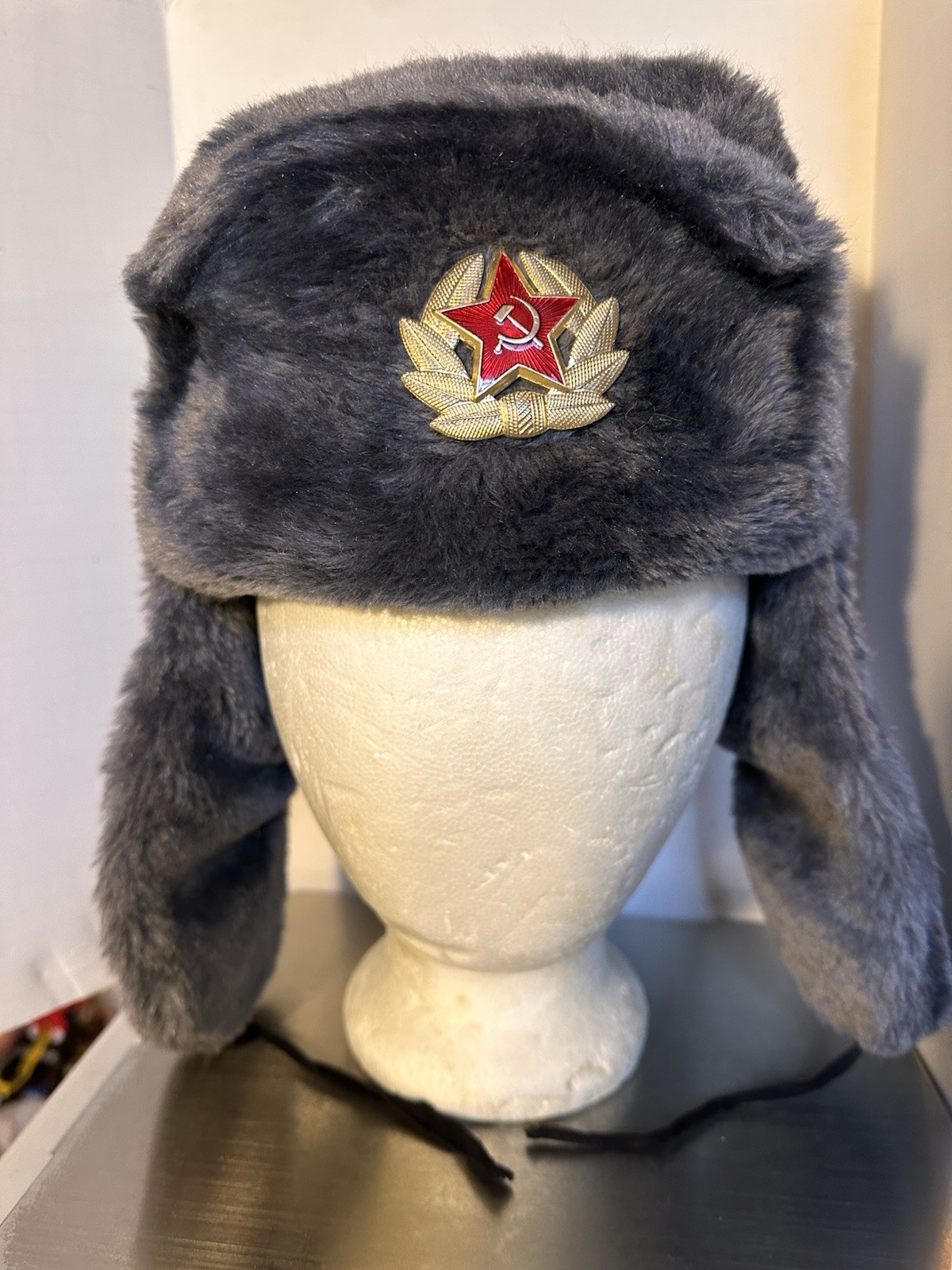 Soviet Army Soldier Surplus Ushanka Winter Hat Trapper Aviator Ear Flaps Sz 56