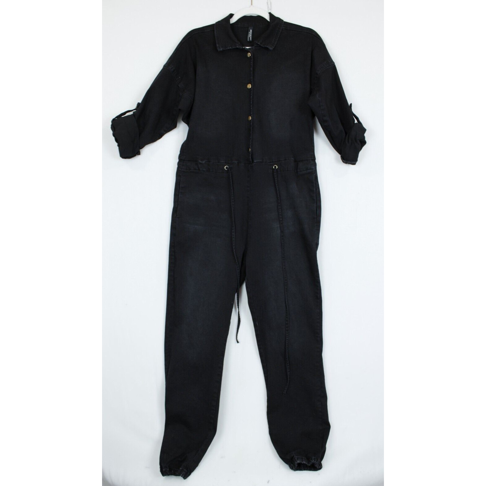 American Bazi Denim Jumpsuit Women S Loose Chain Cut Out Back Stretch Black