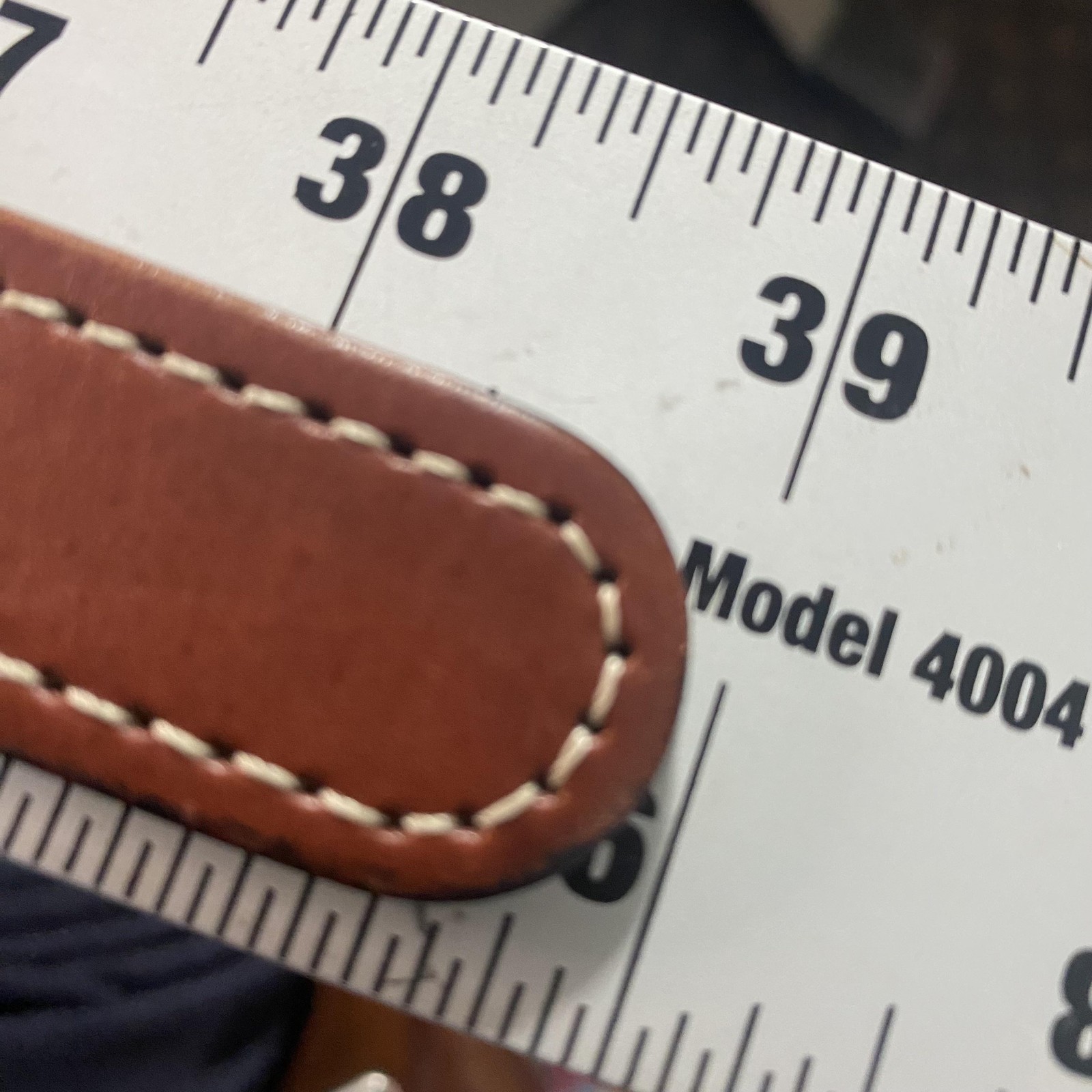 Bow Tie Ribbon Web Belt Mens 32 Navy Canvas Leather Brass Buckle Preppy