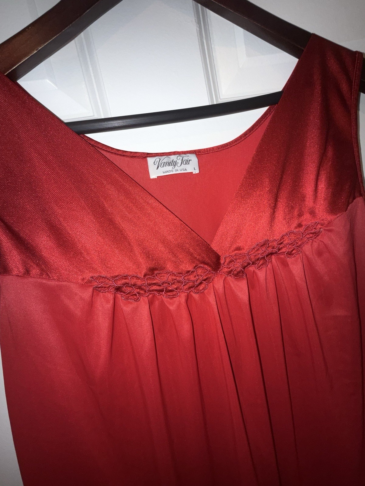 Vintage Vanity Fair Red Nylon Full Slip w/ Lace Accents, Women’s Size L