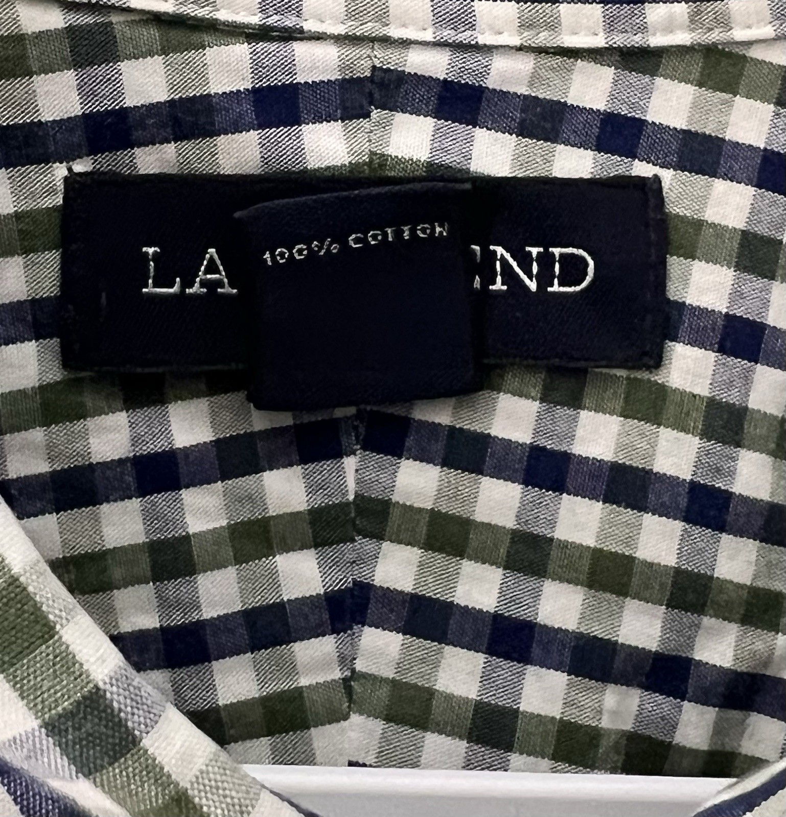 Lands End Traditional Fit Button Down Shirt Mens Size 18.5-35 Blue Green White