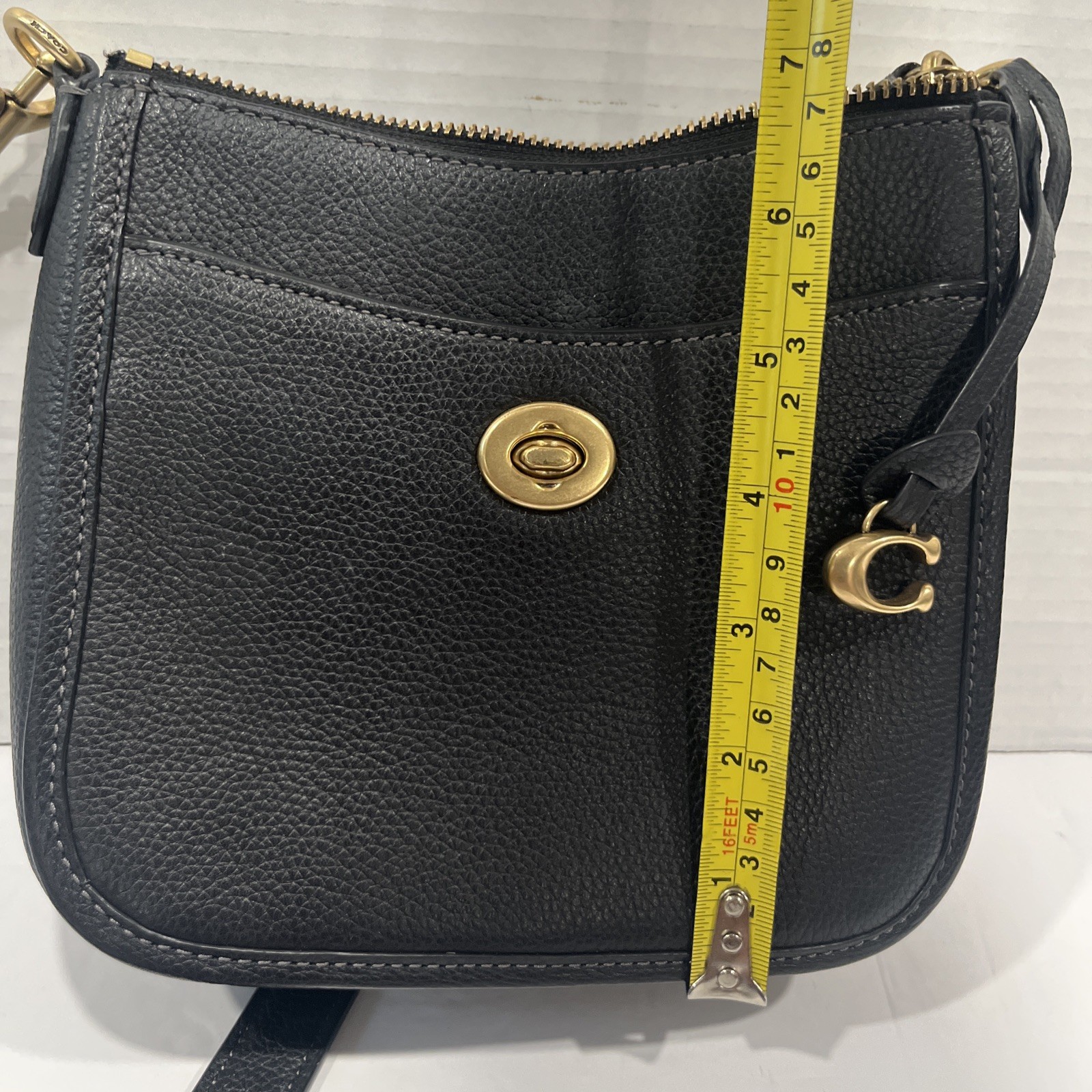 COACH Black Pebbled Leather Chaise 19 Small Crossbody Bag CC390
