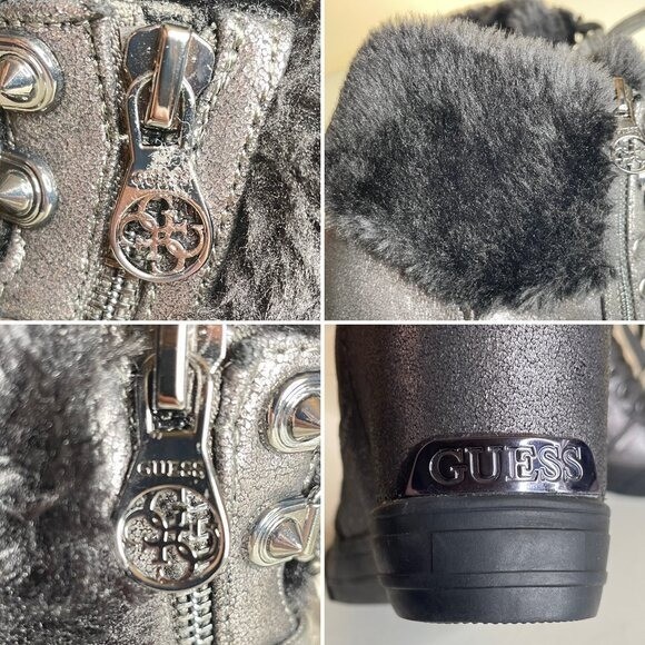 Guess Dustyn Faux Fur Hidden Wedge Sneaker Ankle Boots Size 6.5