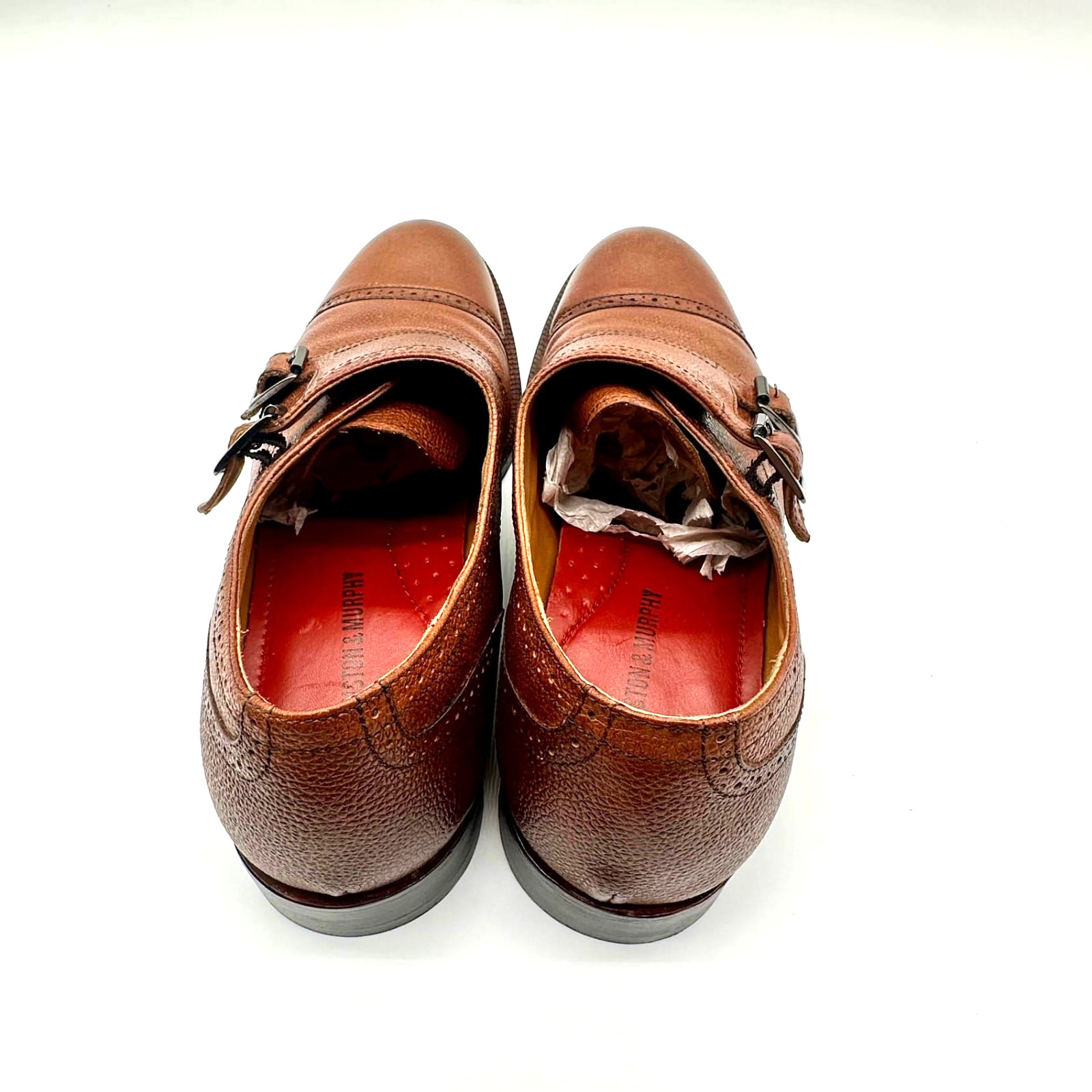 Johnston & Murphy Clayton 28KL Double Monk Strap Shoes 10.5M – Tan Leather & Box
