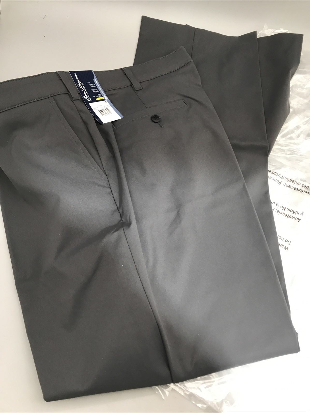 Ben Hogan Mens Performance Pants Stretch Fabric Size 44×32 Asphalt Dark Gray New