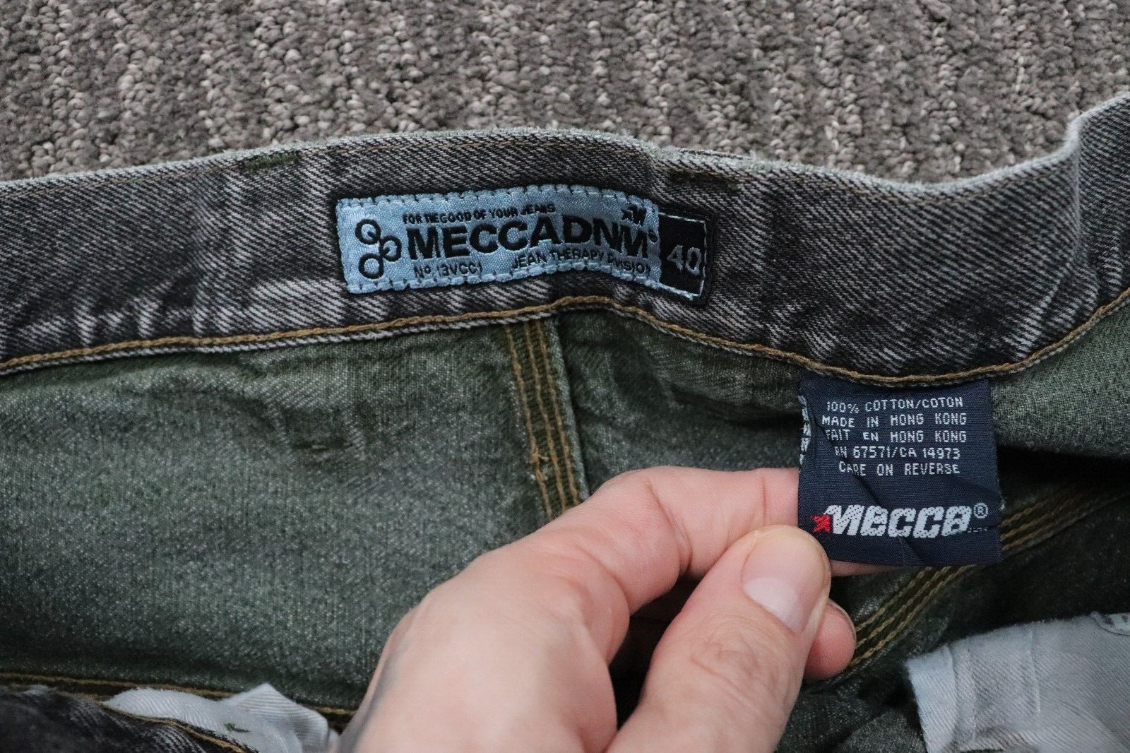 Mecca VTK 90s Baggy Jean’s Grunge Skater Hip-hop Urban Men 40×32 DAMAGED ZIPPER