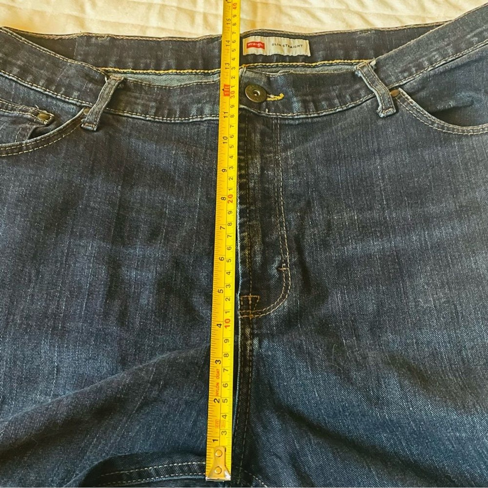 Wrangler Slim Straight Dark Rinse Denim Jeans Size 38×32 99% Cotton 1% Spandex