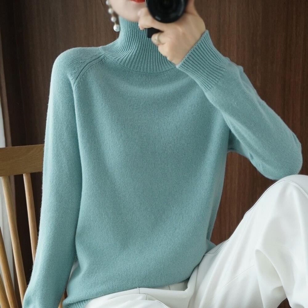 Turtleneck Cashmere Knitted Sweater Women Jumpers Long Sleeve Thick Pullover Top