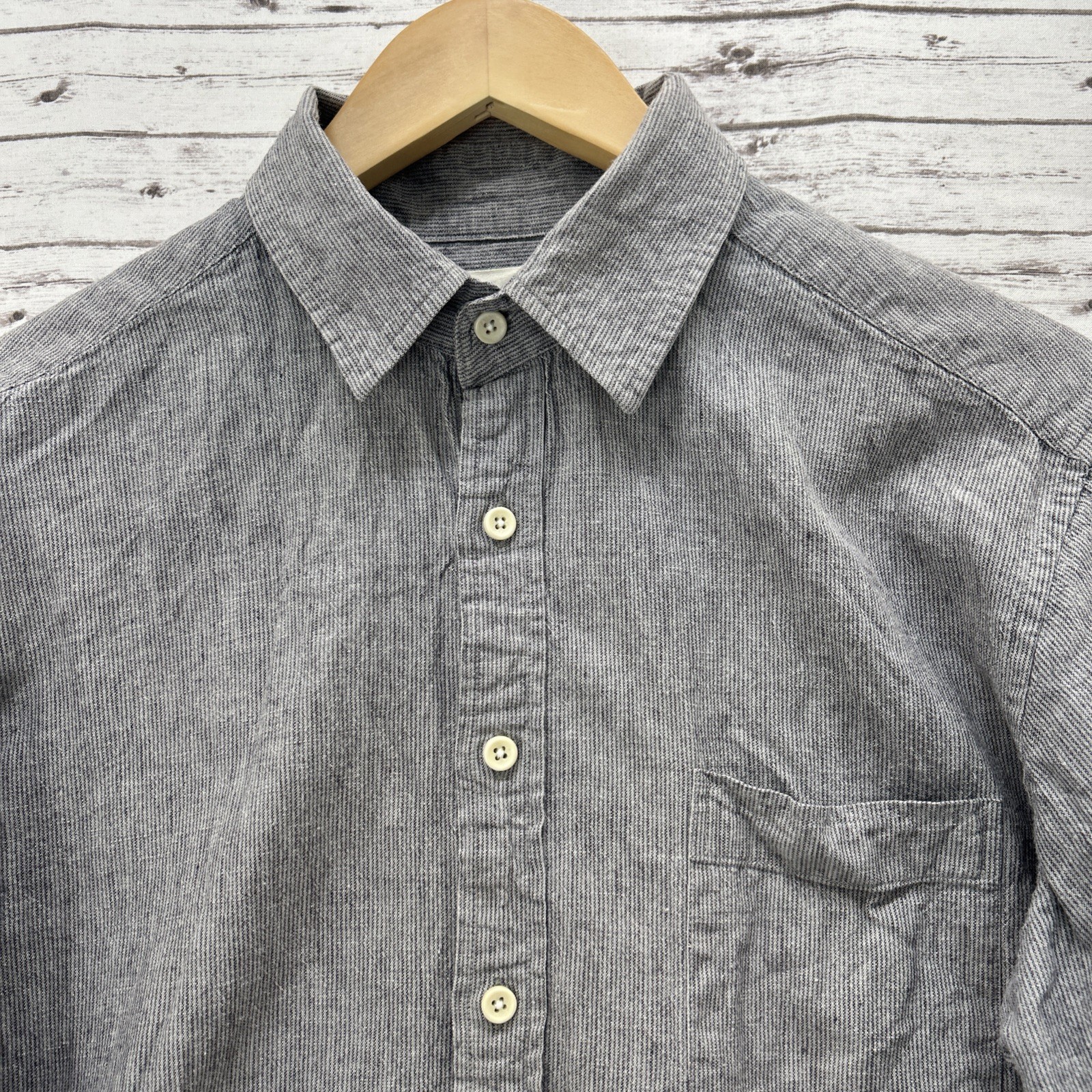 Taylor Stitch The Jack Shirt Men’s 42 Large Gray Micro Stripped Everyday Cotton