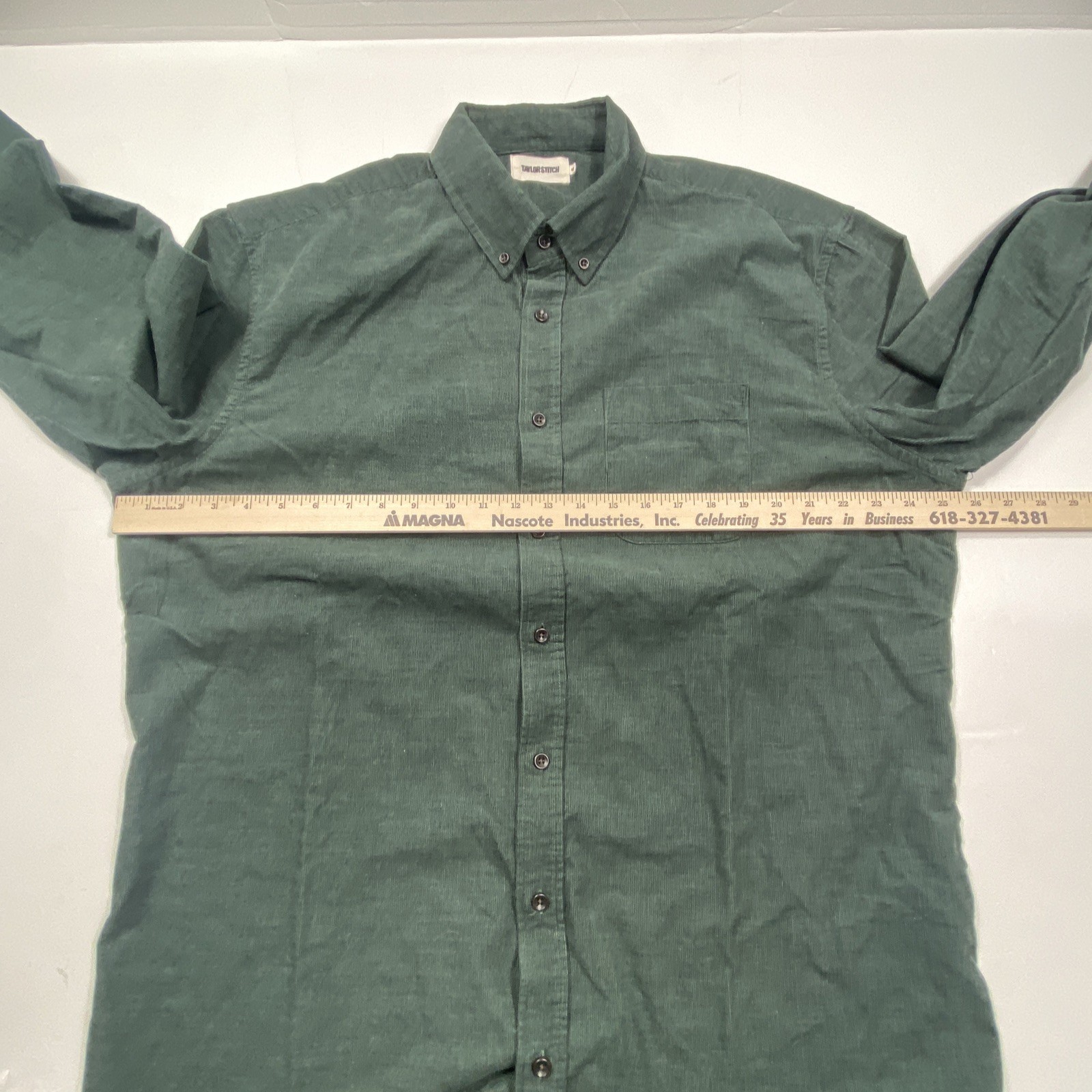 Taylor Stitch The Jack in Pine Heatherd Pincord Corduroy Button-up Shirt Mens 46