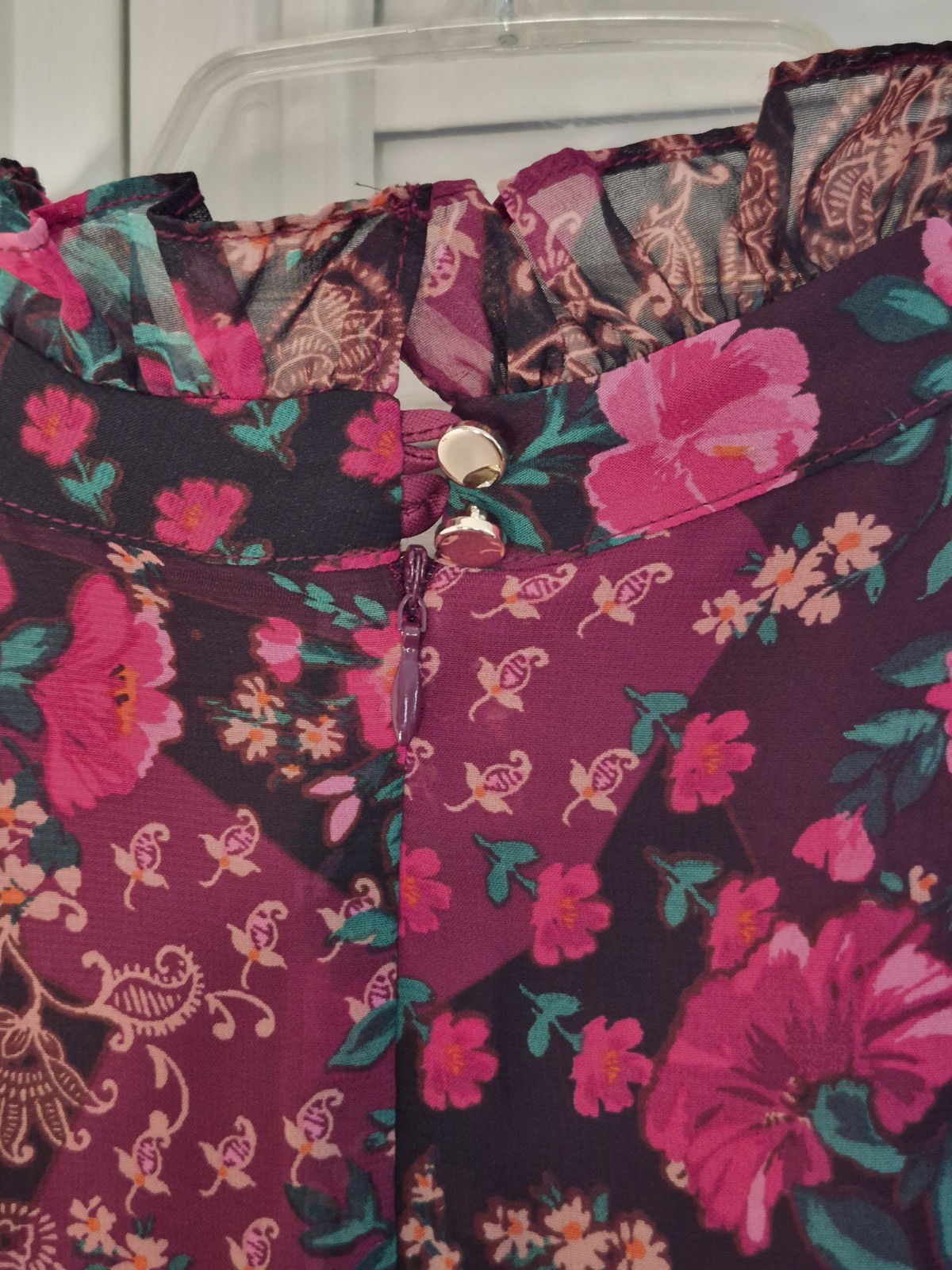 Julia Jordan Women’s Floral Dress Size 6 Midi High Neck Paisley Ruffled Lined
