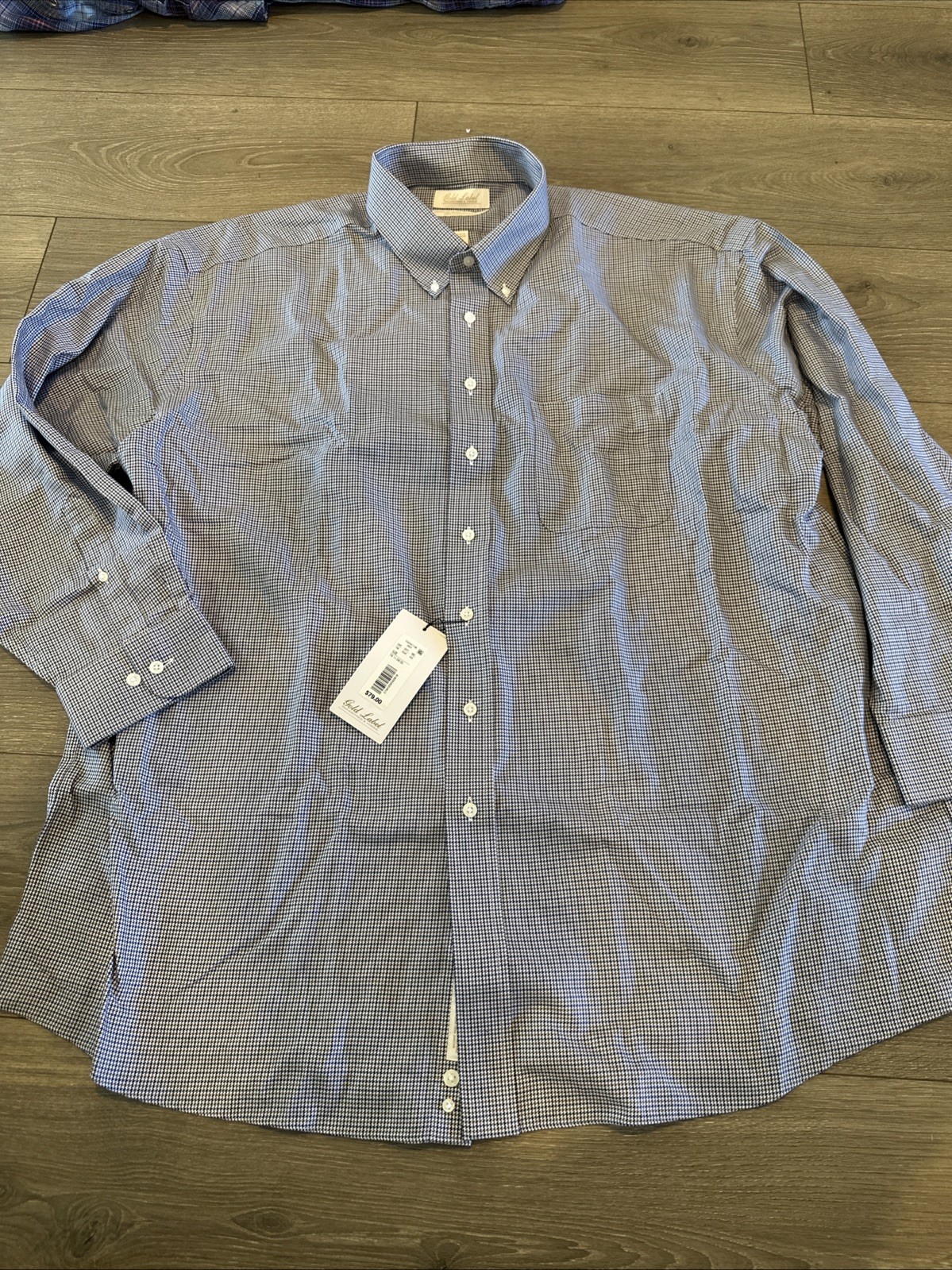 Roundtree Yorke Gold Label Men’s Shirt Size 18.5 34-35 Grey Blue Generation