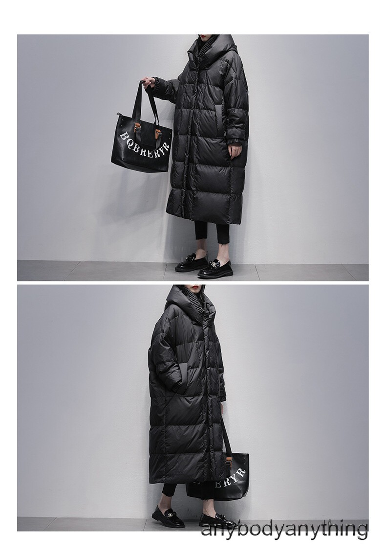 S-7XL Loose Down Jackets 90% White Duck Down Overcoats Women’s Long Coats Hooded