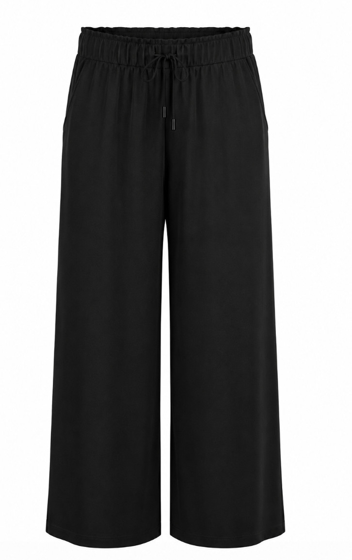 New York Laundry Womens Black Drawstring Waist Wide Leg Trouser Pants Size L