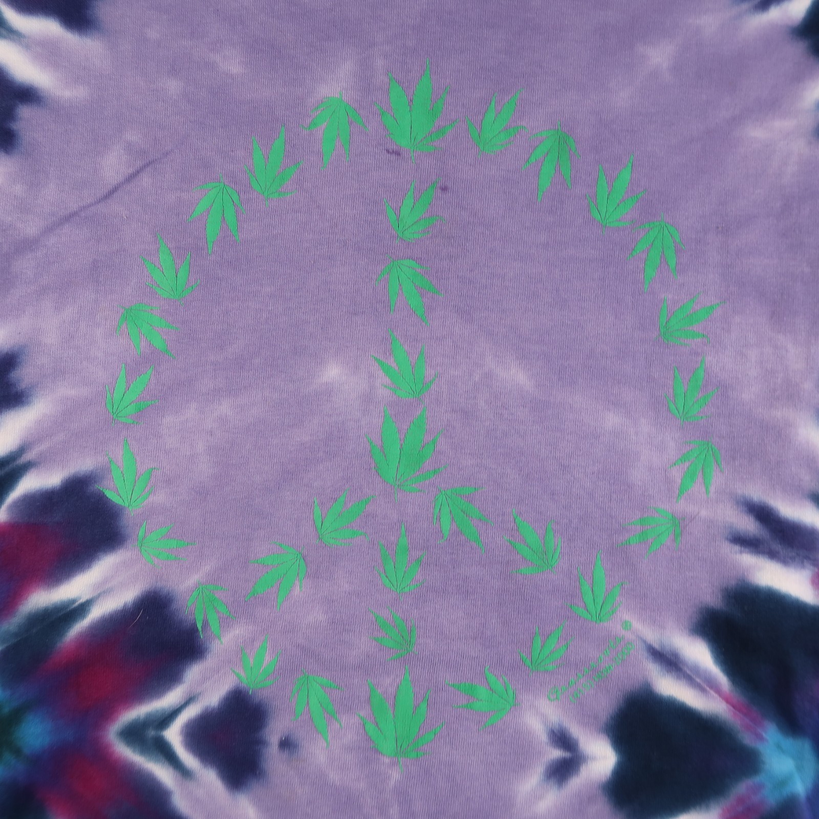 Vintage Y2K 2000s Pot Marijuana Leaf Peace Sign Tie Dye T Shirt Sz 2XL XXL