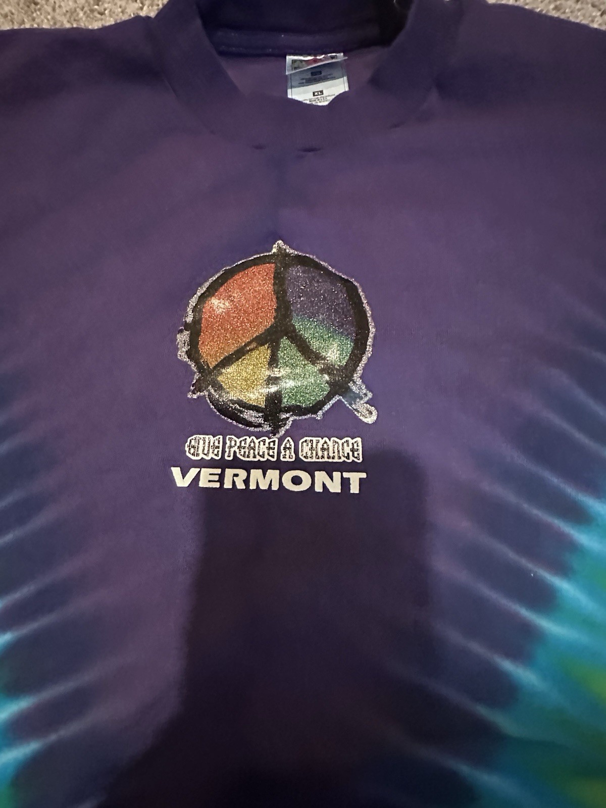 90s Bright Colorful Tye Dye Shirt Single Stitch Made In USA Give Peace A Chance