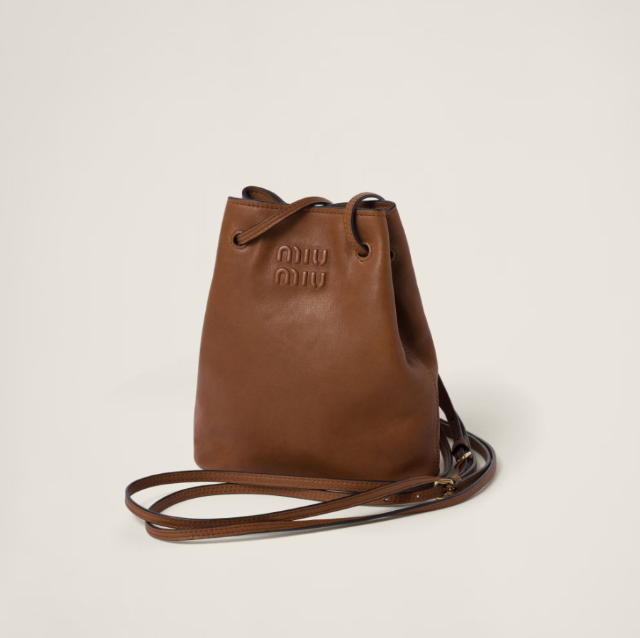 Miu Miu Mini Bucket Bag Brown Nappa Leather Crossbody NWT Italy