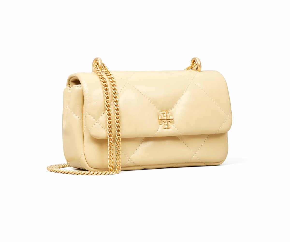 Tory Burch Mini Kira Vanilla Soft Serve Diamond Quilt Italian Leather Crossbody