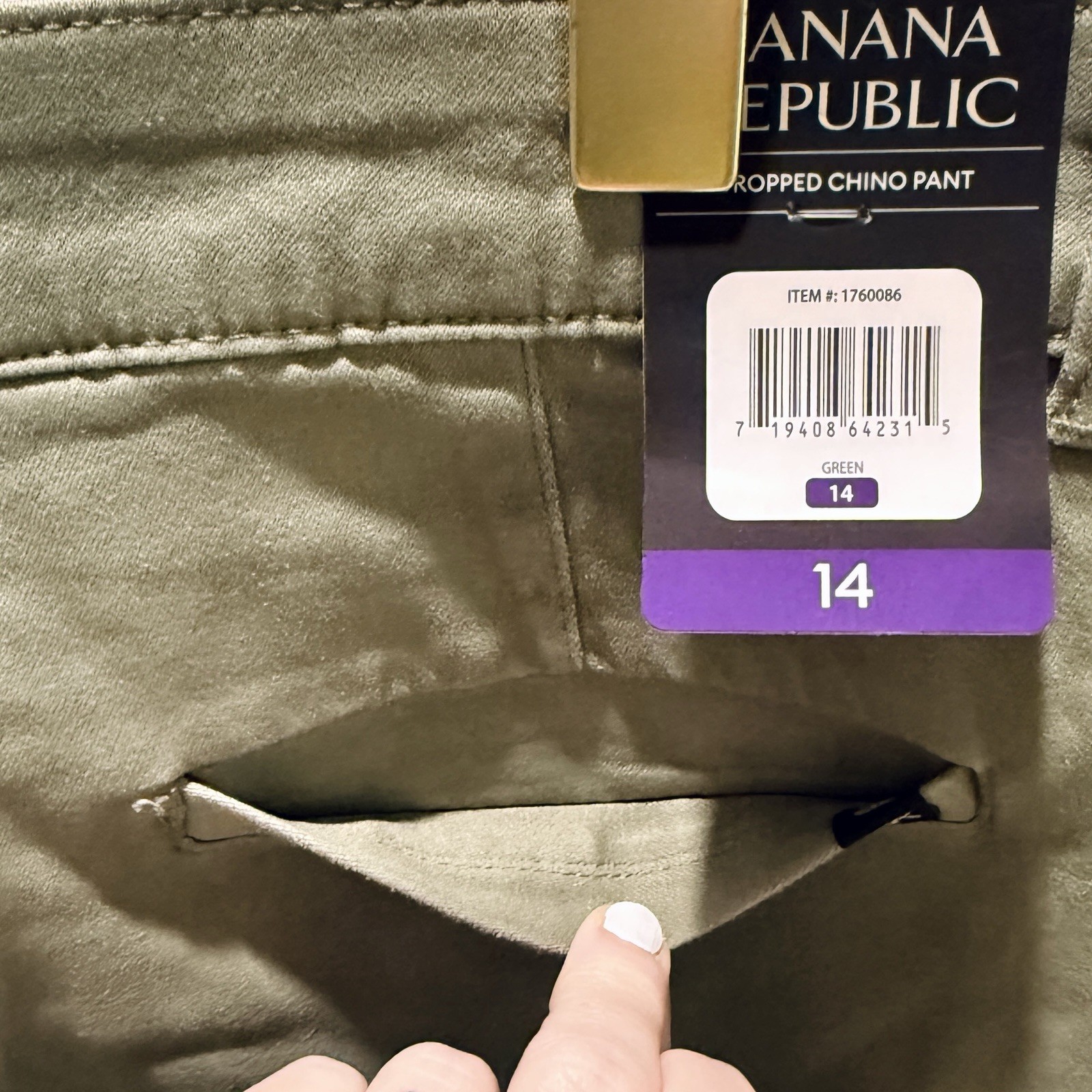NWT Banana Republic Woman’s Organic Cotton Stretch Chino Pants Olive Green 14