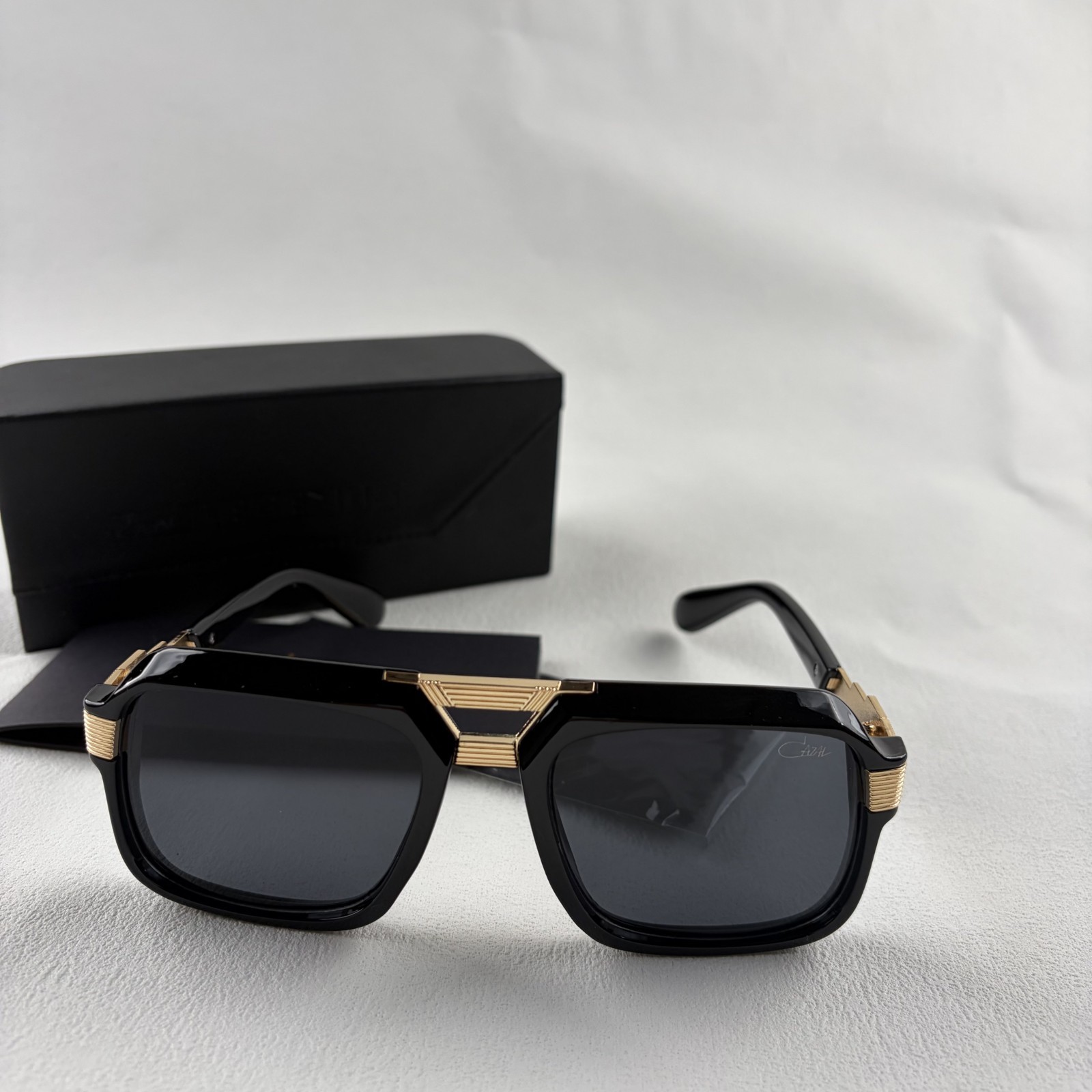 Cazal Sunglasses Black Crystal & Gold Frame Black Lens Men’s Women’s Eyewear
