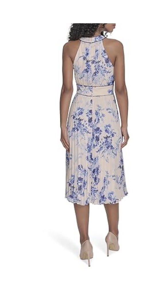 Calvin Klein Floral Blue Chiffon midi Dress NWT Women’s SZ 6