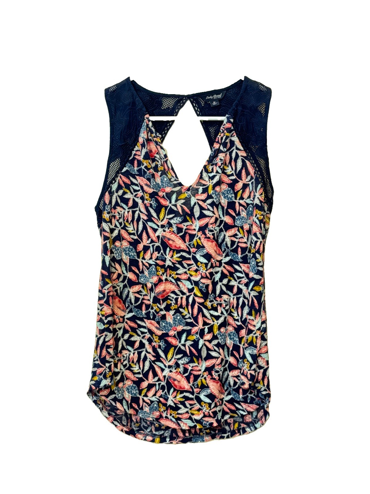 Lucky Brand Womens Boho Top Multicolor Size Medium Sleeveless Tee