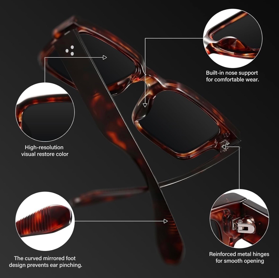 Retro Rectangle Sunglasses 90s Square Frame UV400 Men Women Unisex