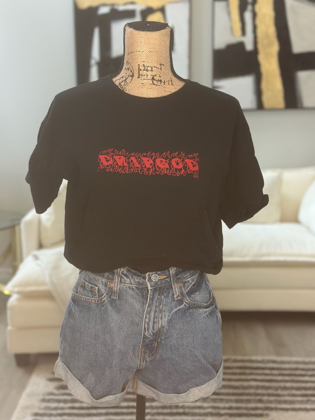 Drip God Worldwide Flame Logo Black Graphic T-Shirt