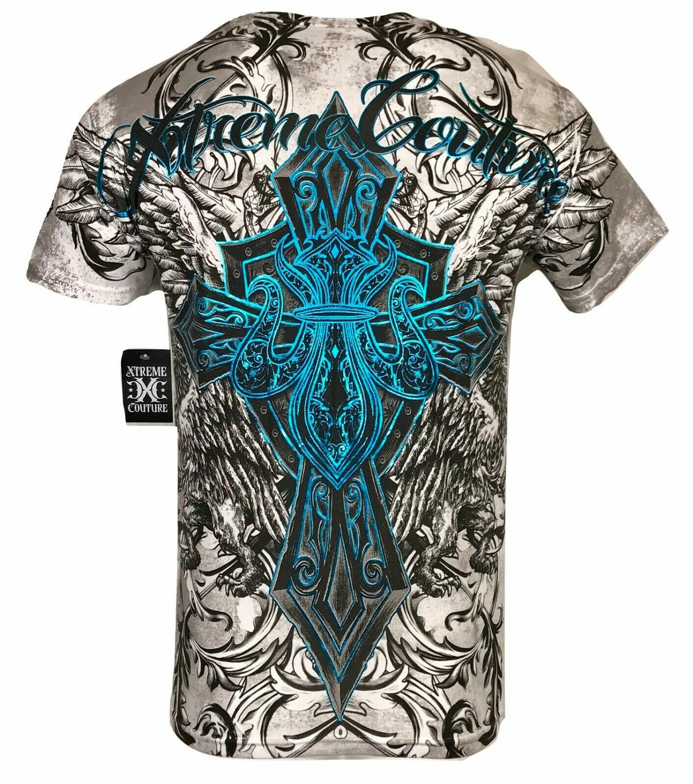 Xtreme Couture by Affliction Men’s T-Shirt BASTILE MASS White Biker S-5XL